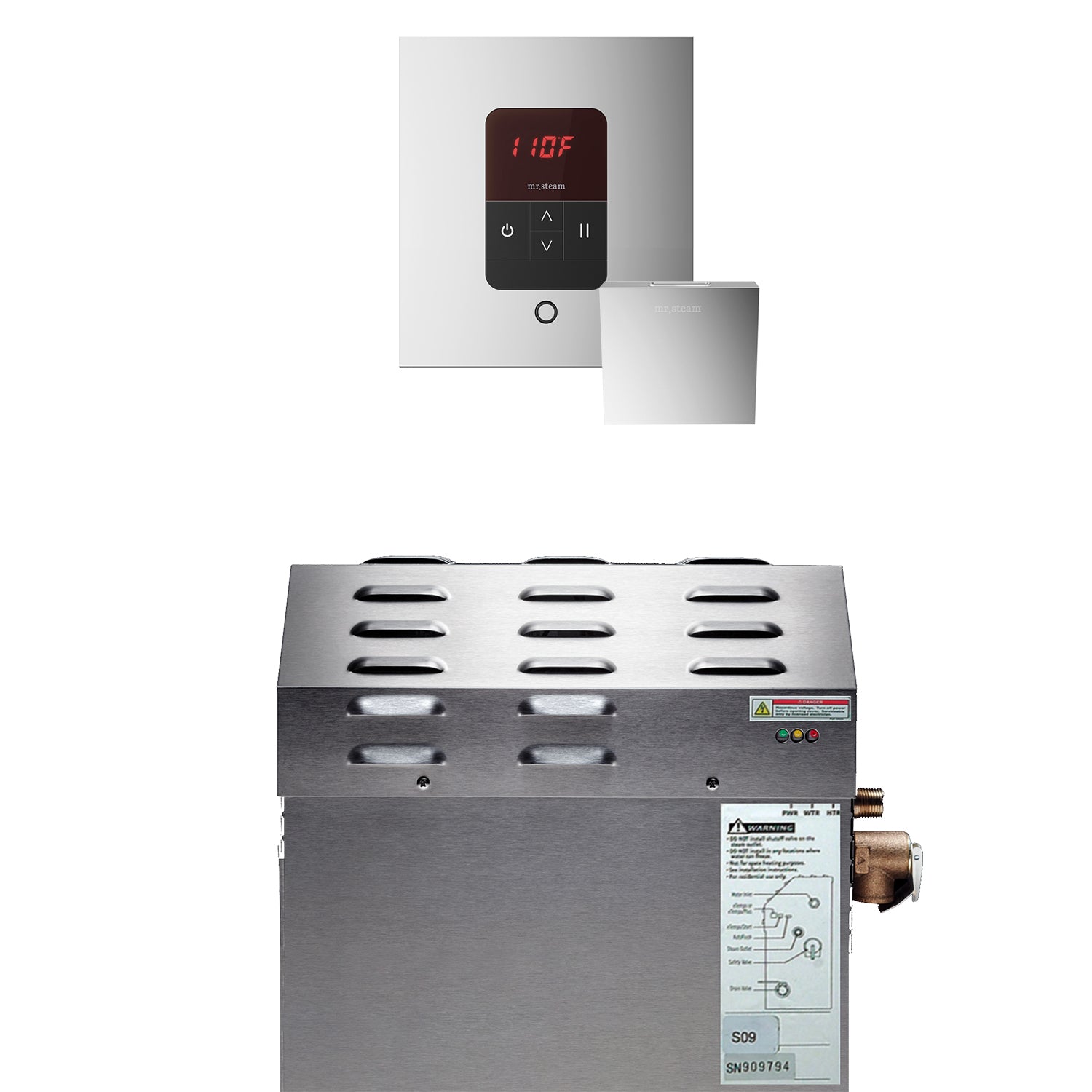 Mr Steam MS (iTempo) 9 kW (9000 W) Steam Shower Generator Package with iTempo Control in Polished Chrome