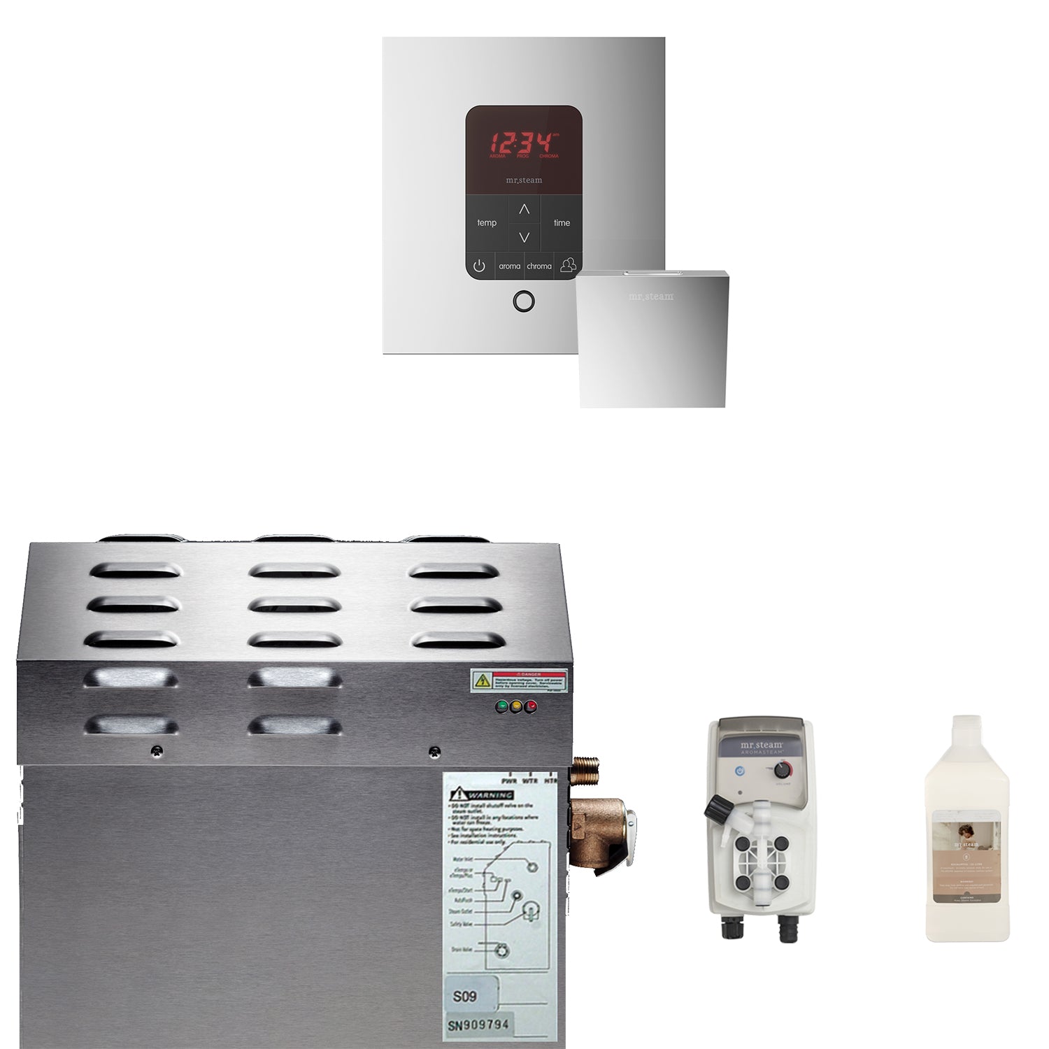 Mr Steam MS (iTempoPlus) 6 kW (6000 W) Steam Shower Generator Package with iTempoPlus Control in Polished Chrome