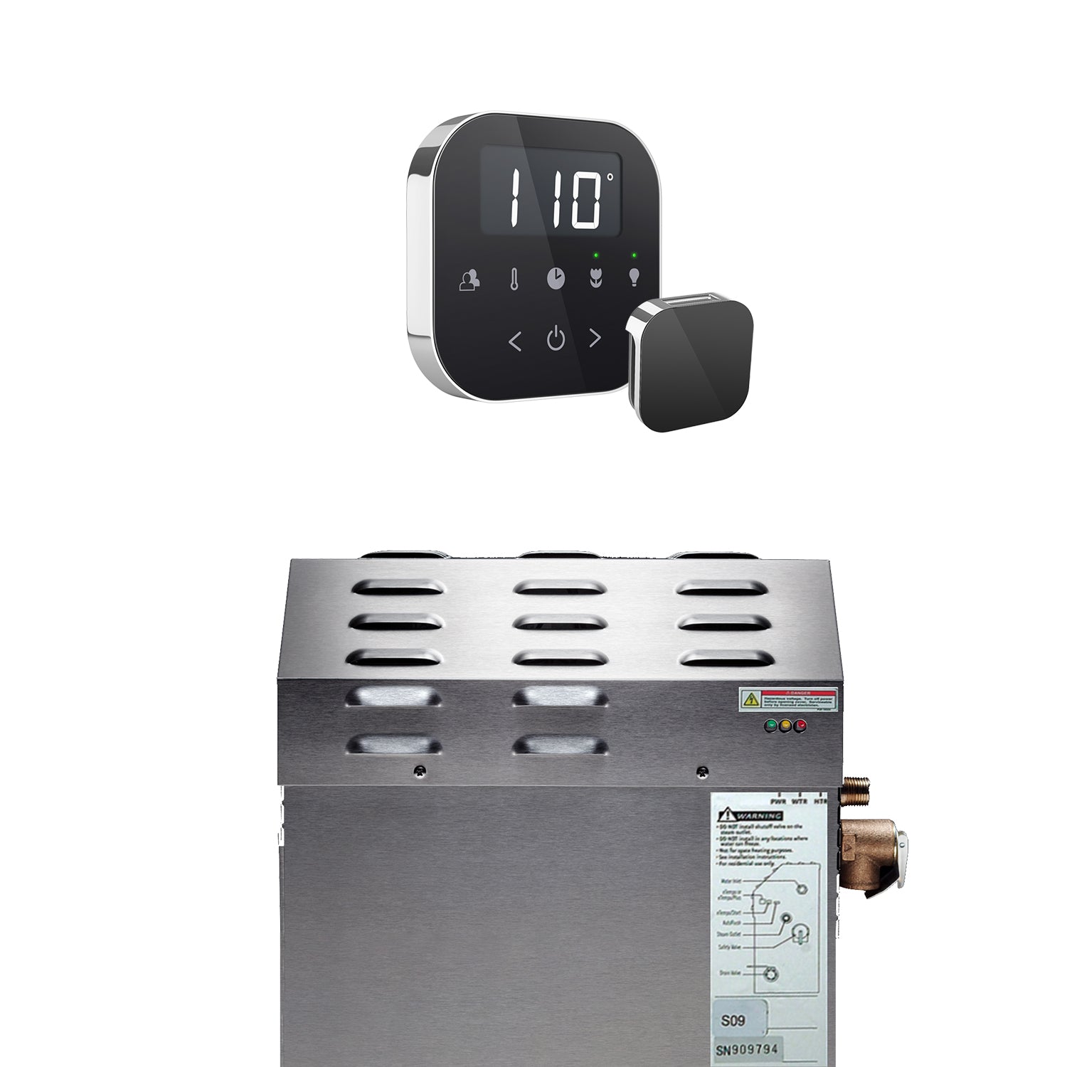 Mr Steam MS (AirTempo) 6 kW (6000 W) Steam Shower Generator Package with AirTempo Control in Black Polished Chrome