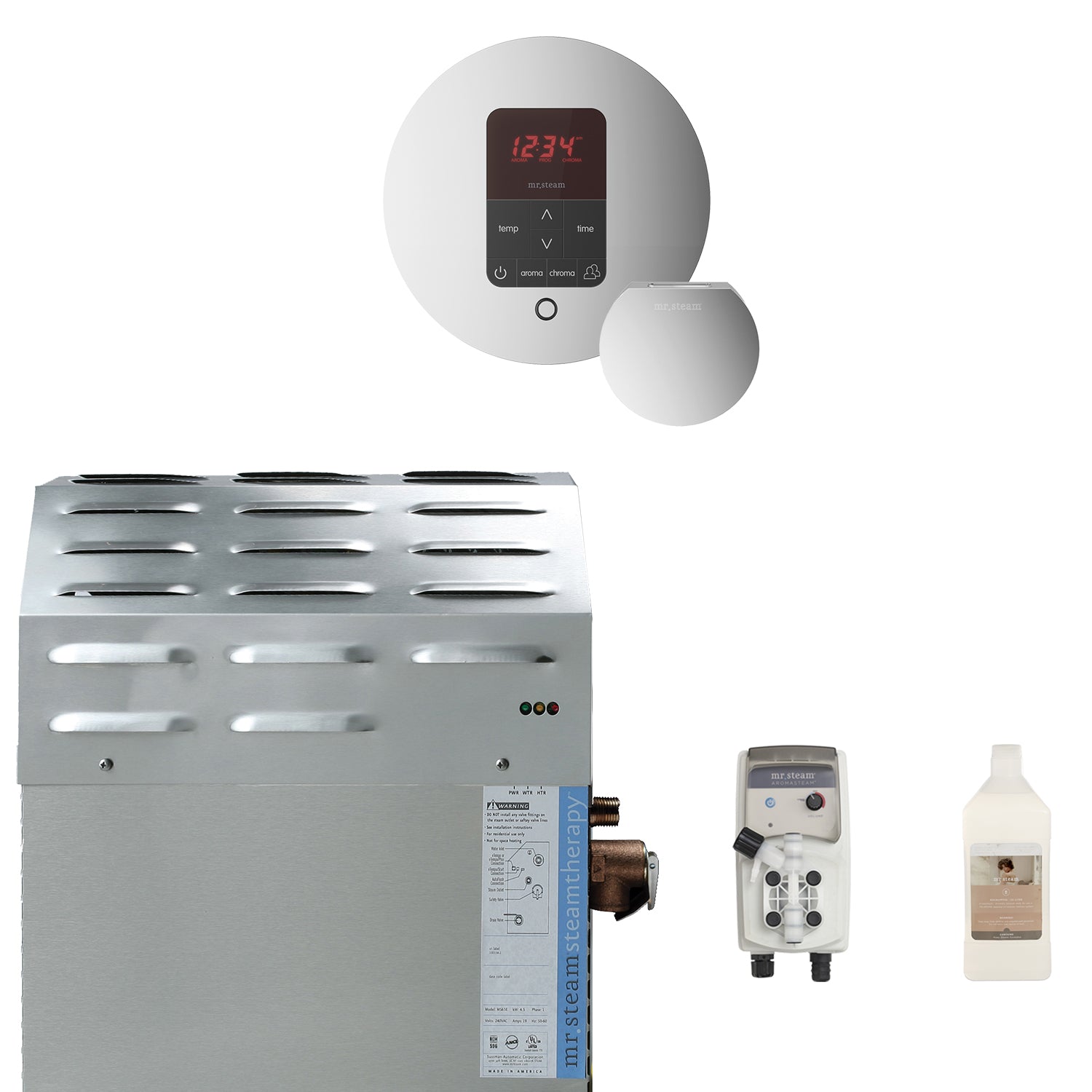 Mr Steam Super (iTempoPlus) 10 kW (10000 W) Steam Shower Generator Package with iTempoPlus Control in Polished Chrome