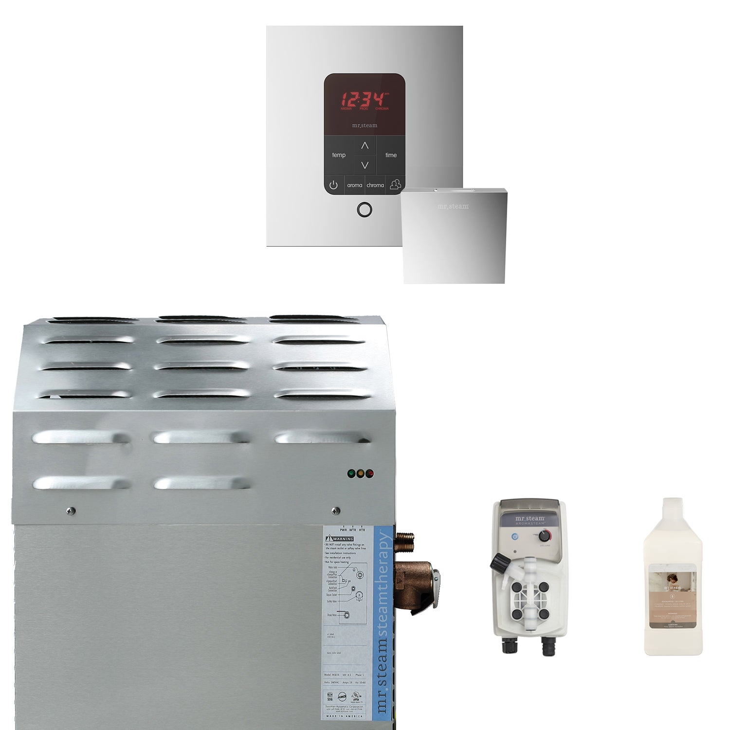 Mr Steam Super (iTempoPlus) 15 kW (15000 W) Steam Shower Generator Package with iTempoPlus Control in Polished Chrome