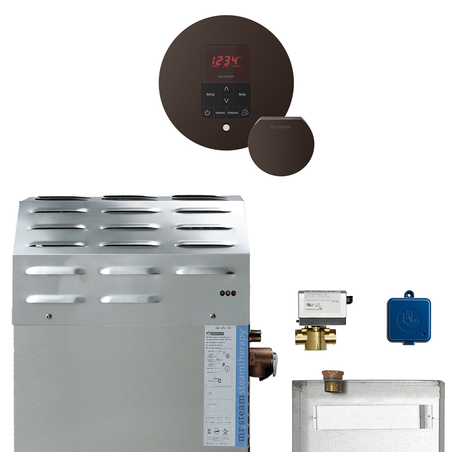Mr Steam Super (Butler) 10 kW (10000 W) Steam Shower Generator Package with iTempoPlus Control in Round Polished Chrome