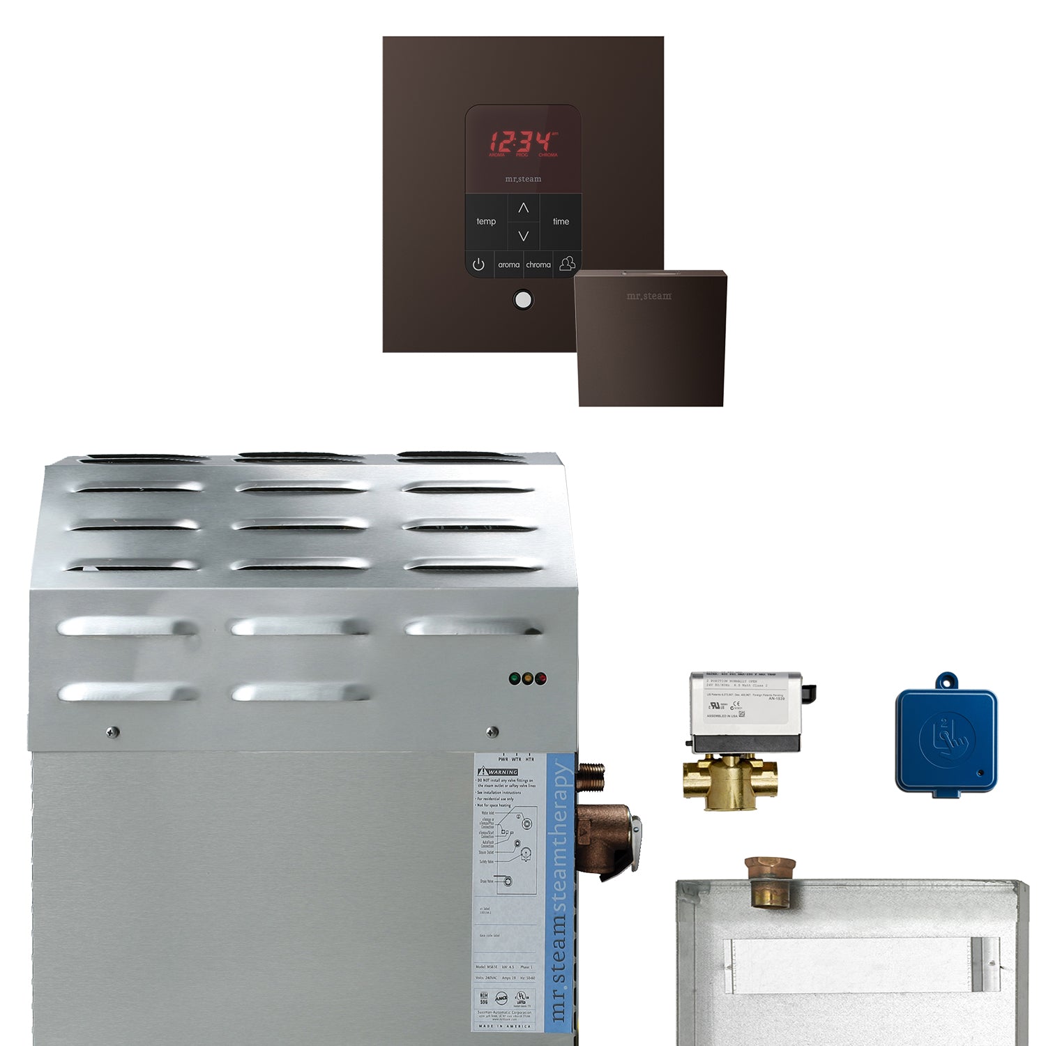 Mr Steam Super (Butler) 10 kW (10000 W) Steam Shower Generator Package with iTempoPlus Control in Round Polished Chrome