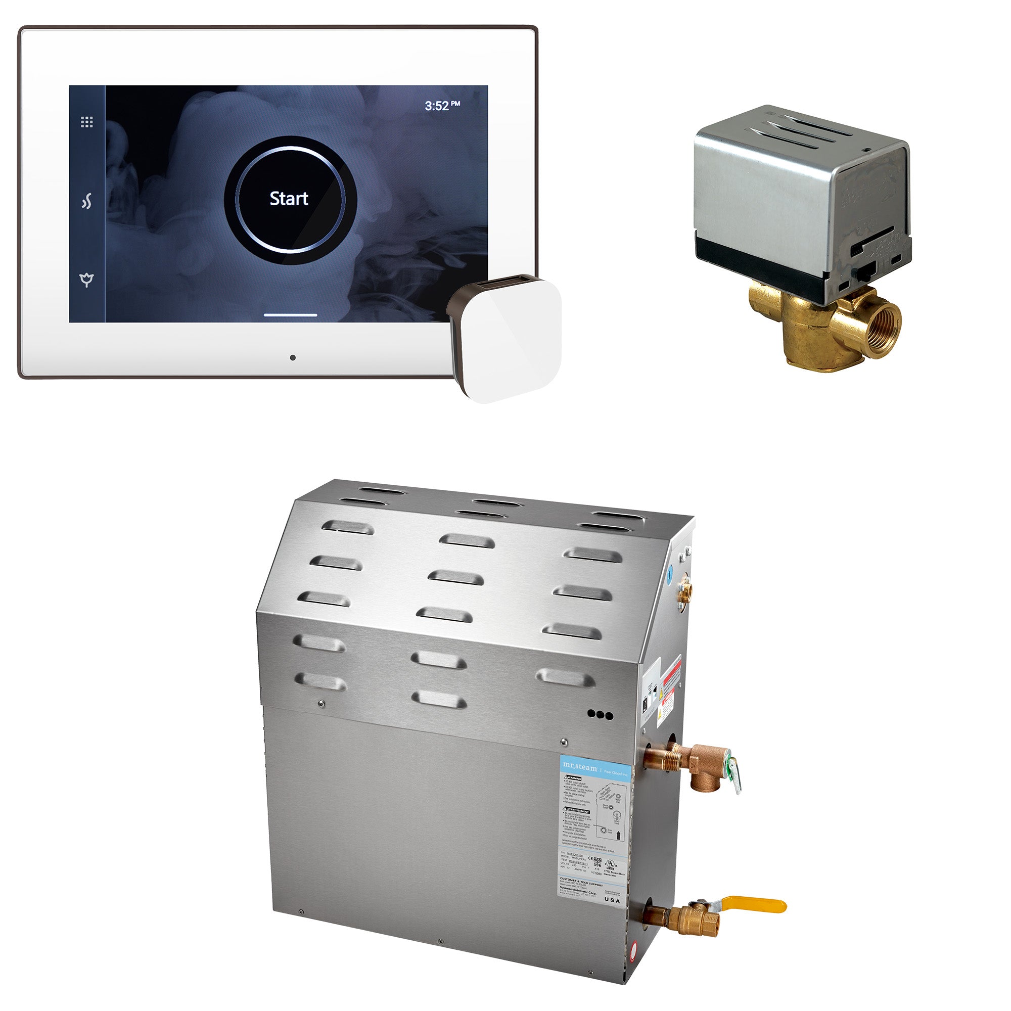 Mr Steam Super (iSteamX) 10 kW (10000 W) Steam Shower Generator Package with iSteamX Control in Black Brushed Bronze