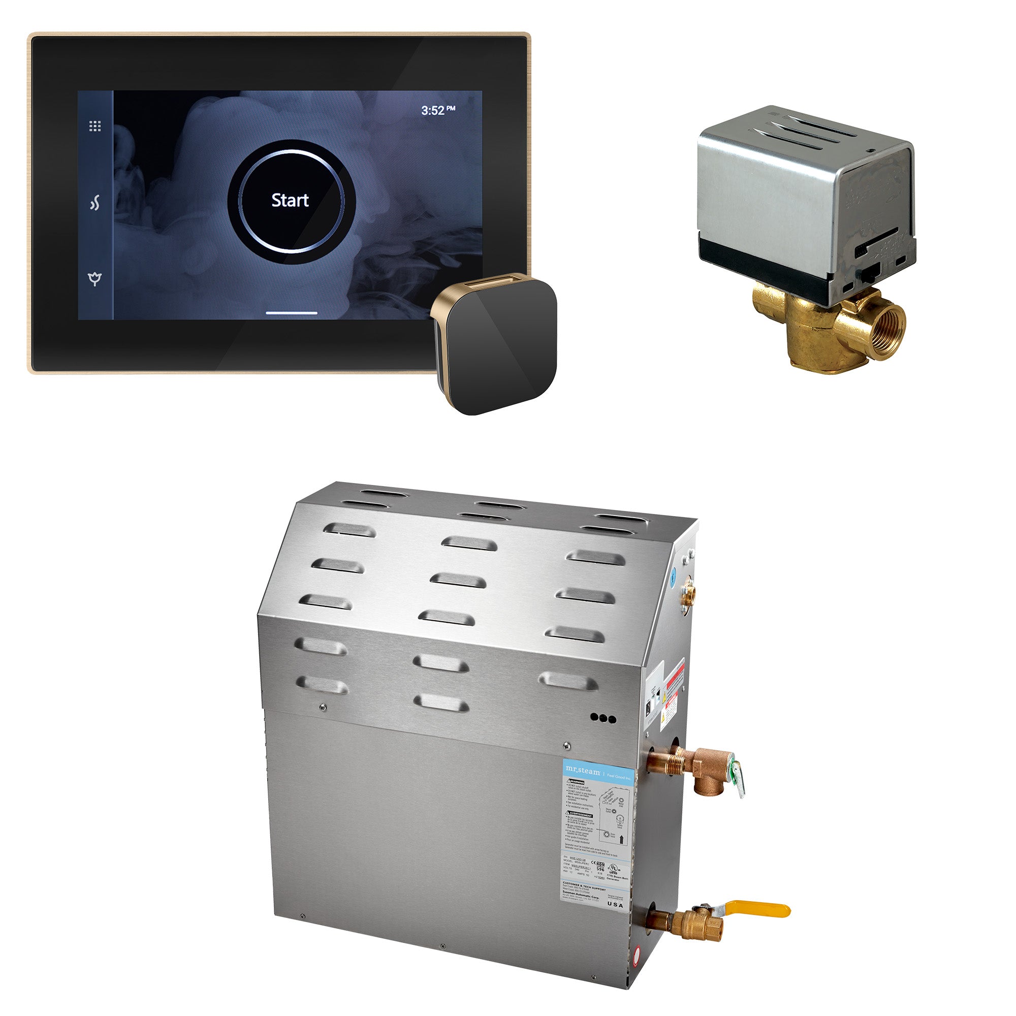 Mr Steam Super (iSteamX) 10 kW (10000 W) Steam Shower Generator Package with iSteamX Control in Black Brushed Bronze
