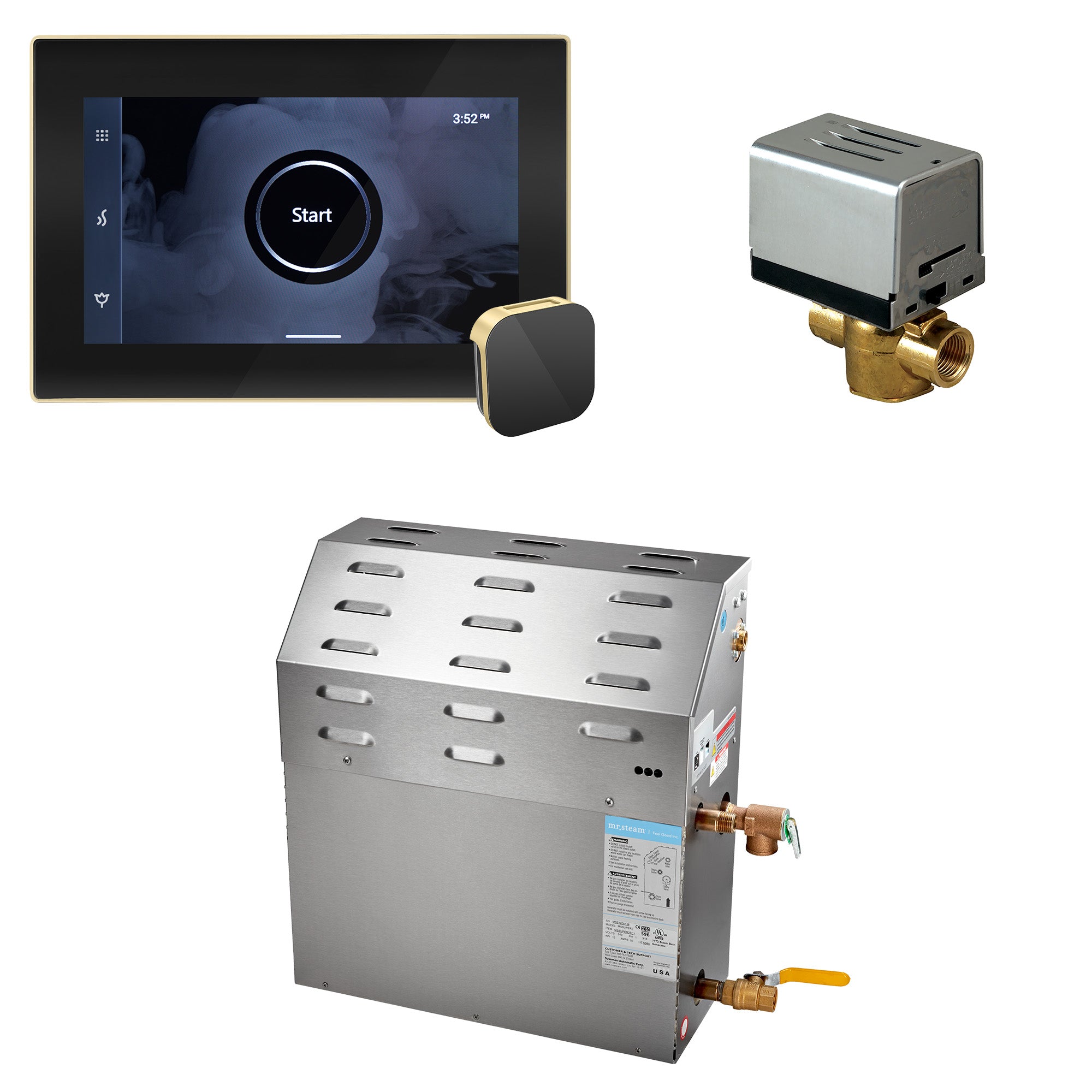Mr Steam Super (iSteamX) 10 kW (10000 W) Steam Shower Generator Package with iSteamX Control in Black Brushed Bronze
