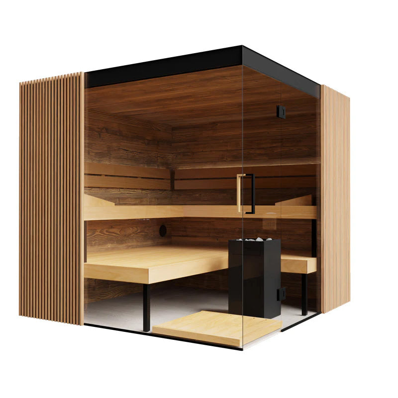 Aalto Sauna Cabin - Indoor Sauna, Door Left, Transparent Glass - Virta 9kW Heater, CX45