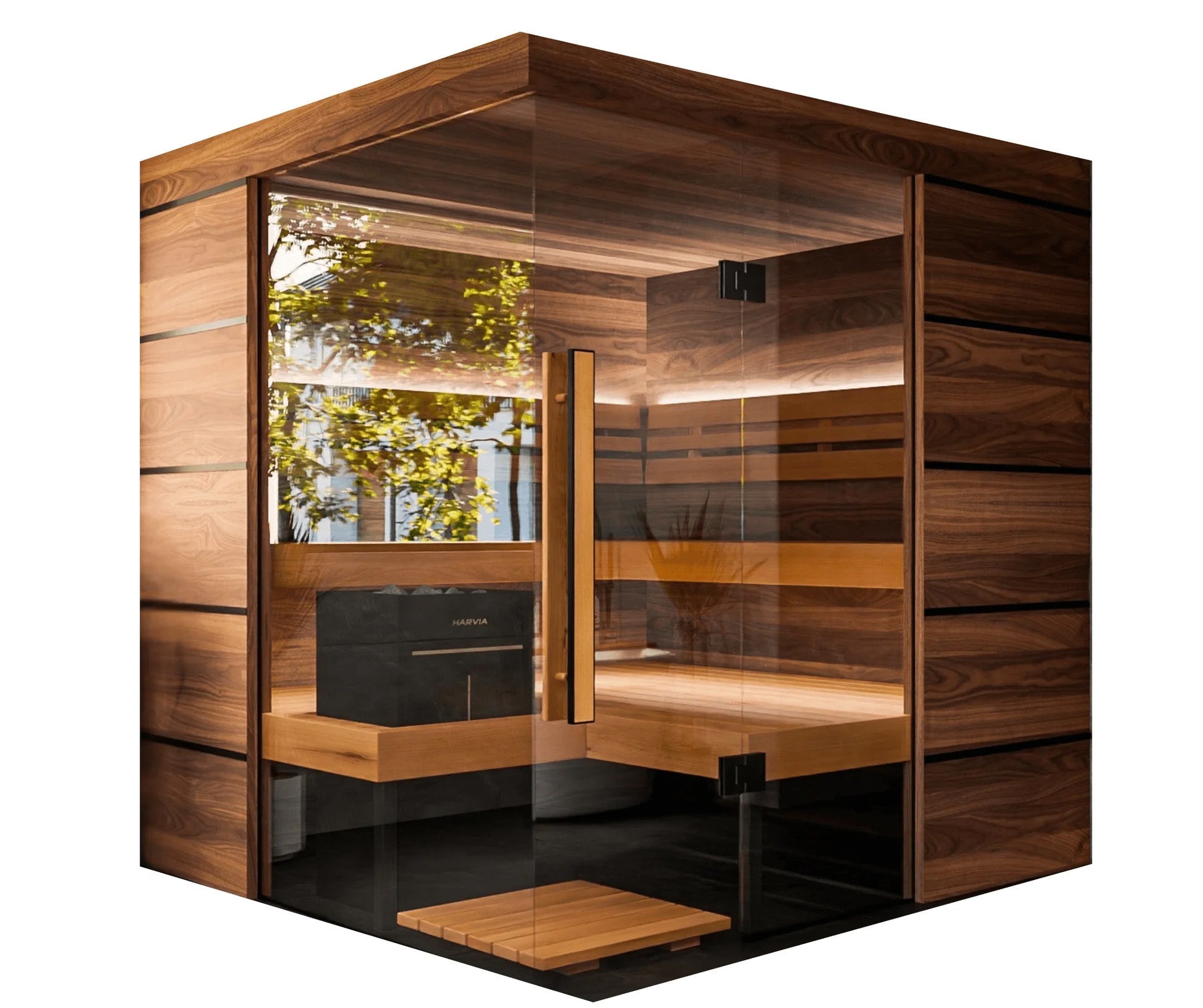 Astra Sauna Cabin - Indoor Sauna, Door Left, Transparent Glass - Virta 9kW Heater, CX45