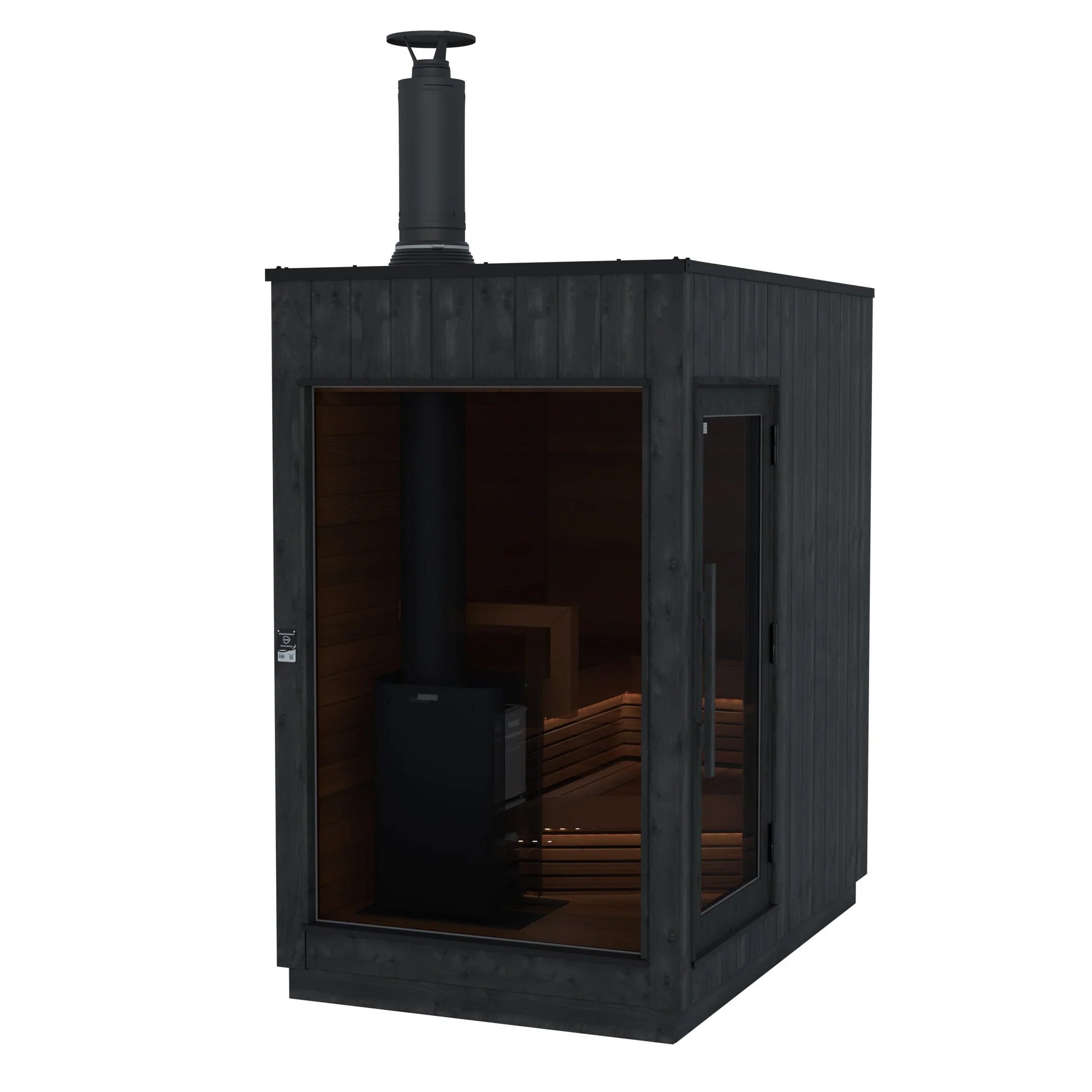 Nordic Misty Sauna Cabin - Nordic Misty Small Sauna Cabin | Right | Legend 150 Wood Burning Heater Kit | Onyx Deluxe Accessory kit