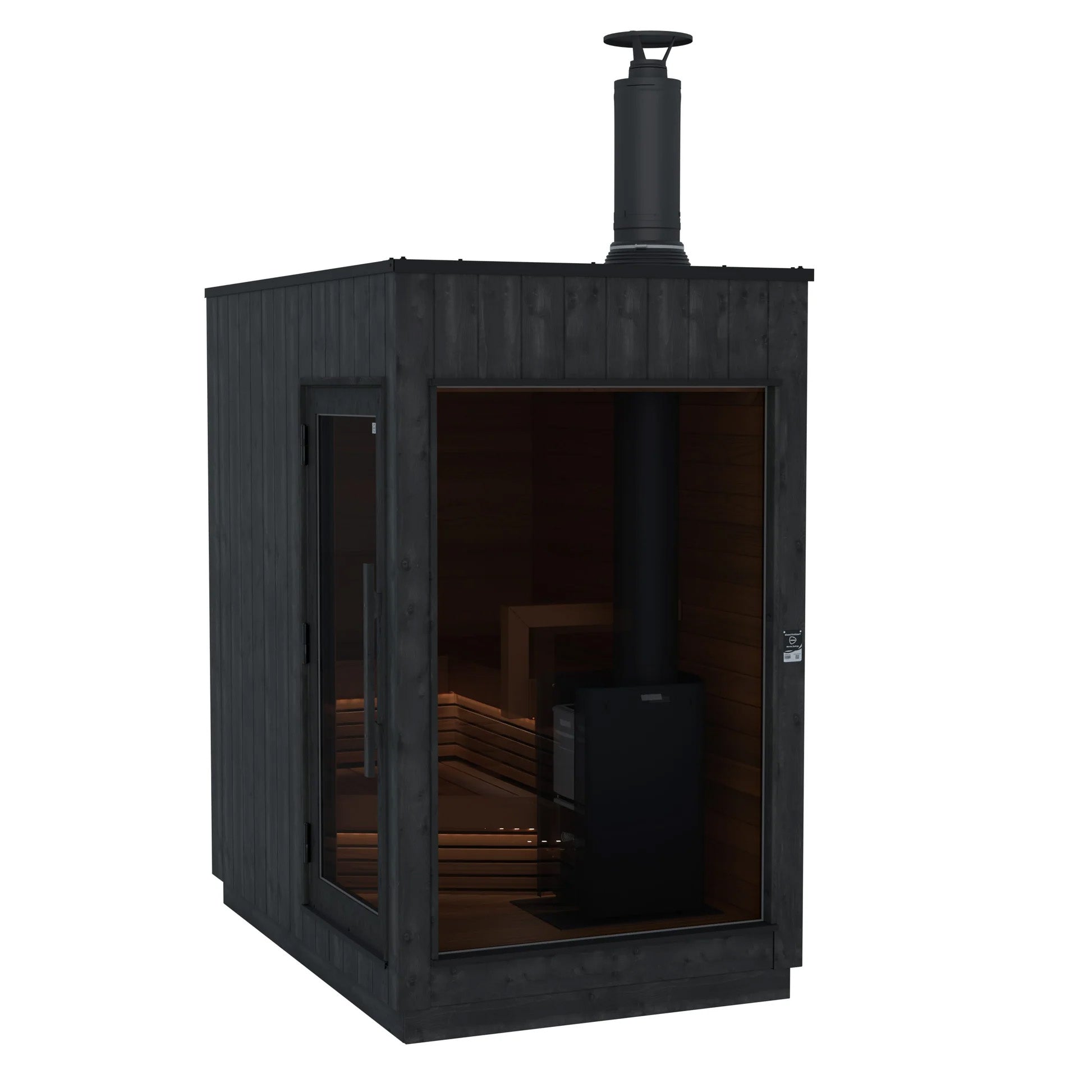 Nordic Misty Sauna Cabin - Nordic Misty Small Sauna Cabin | Left | Legend 150 Wood Burning Heater Kit | Onyx Deluxe Accessory kit