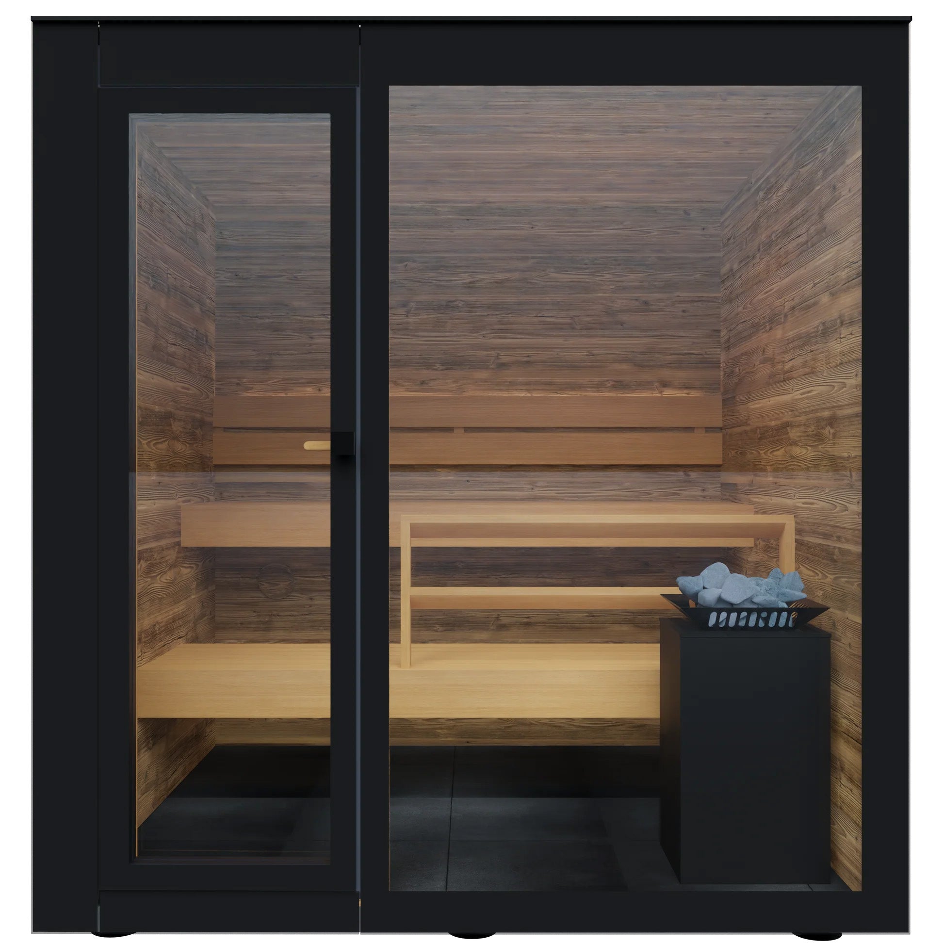 Spectra Sauna Cabin - Outdoor Sauna, Dark Grey Glass - Virta 8kW Heater, CX45