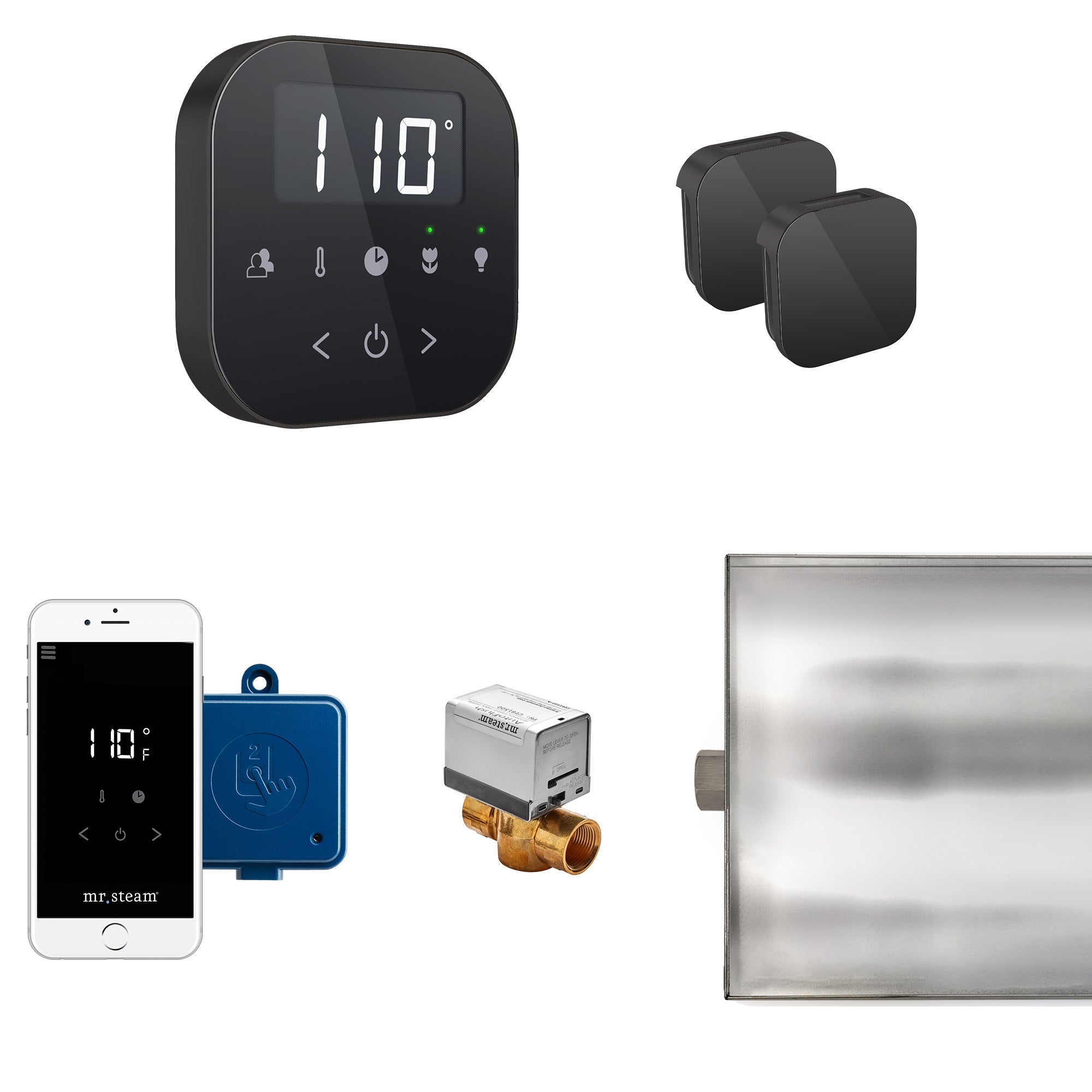 Mr Steam AirButler Max Steam Shower Control Package with AirTempo Control and Aroma Glass SteamHead