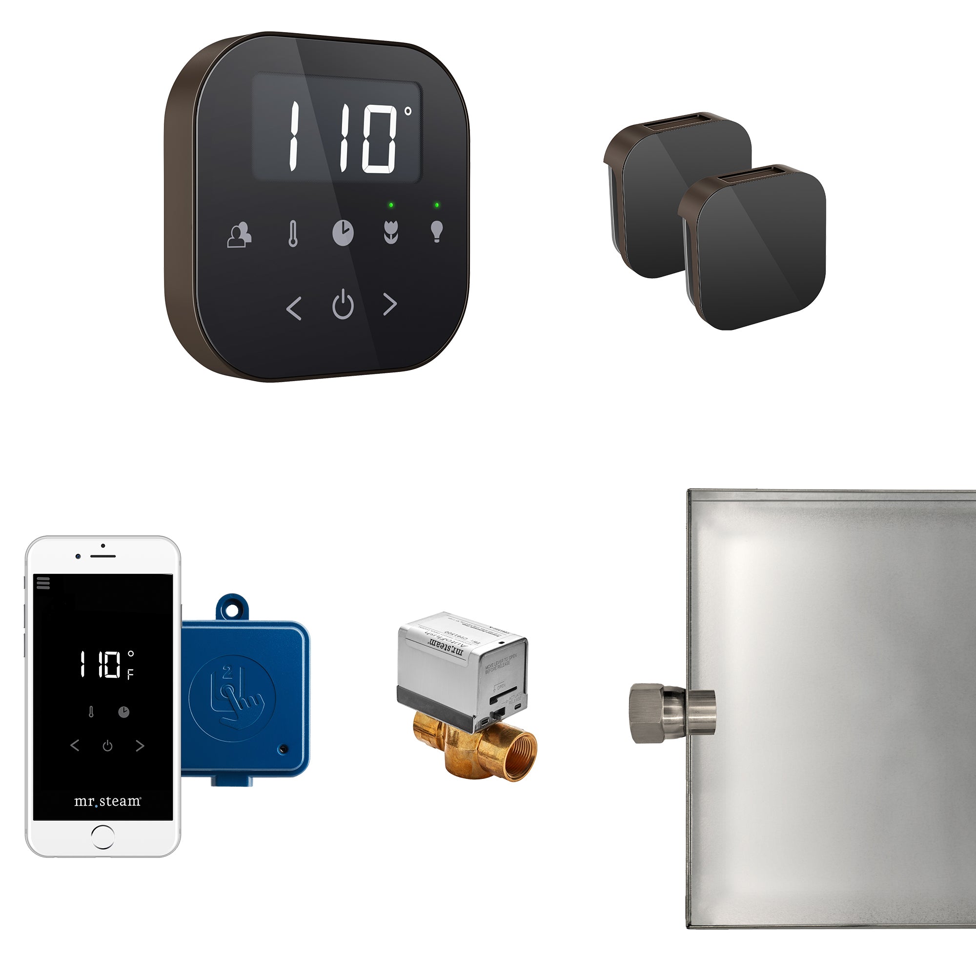 Mr Steam AirButler Max Steam Shower Control Package with AirTempo Control and Aroma Glass SteamHead