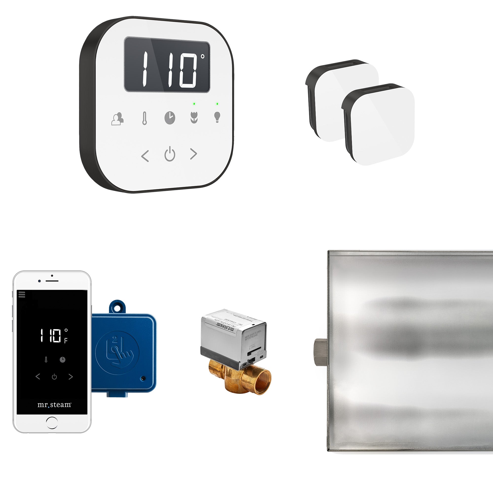 Mr Steam AirButler Max Steam Shower Control Package with AirTempo Control and Aroma Glass SteamHead