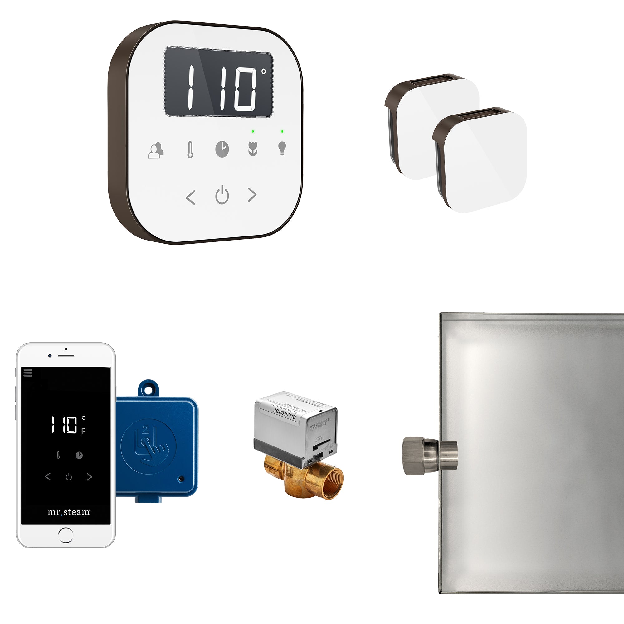 Mr Steam AirButler Max Steam Shower Control Package with AirTempo Control and Aroma Glass SteamHead