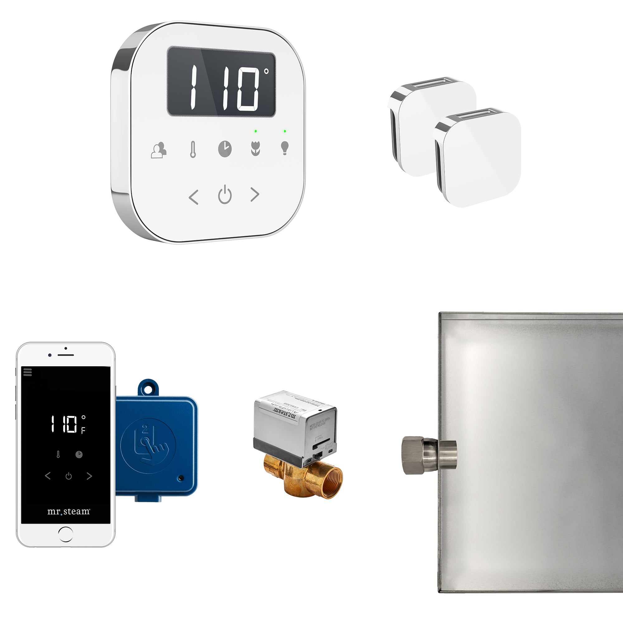 Mr Steam AirButler Max Steam Shower Control Package with AirTempo Control and Aroma Glass SteamHead