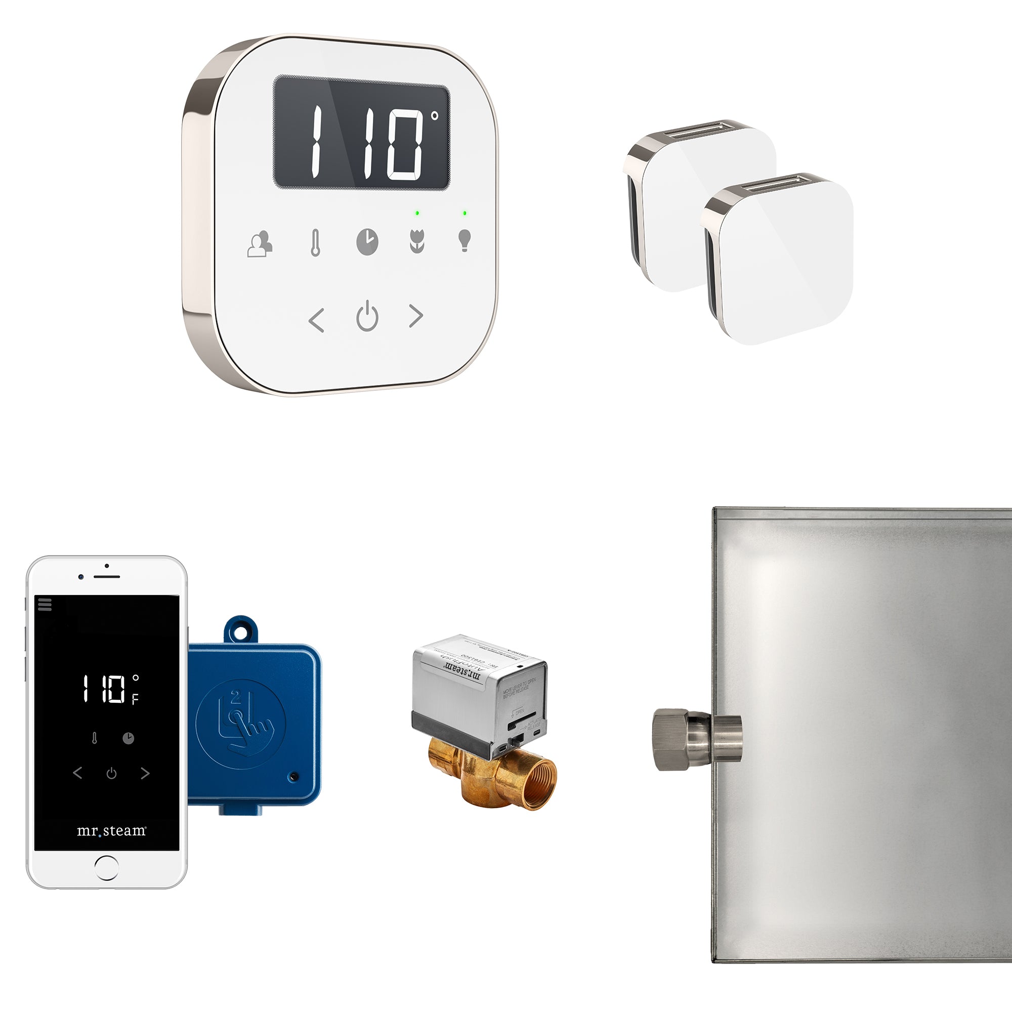 Mr Steam AirButler Max Steam Shower Control Package with AirTempo Control and Aroma Glass SteamHead