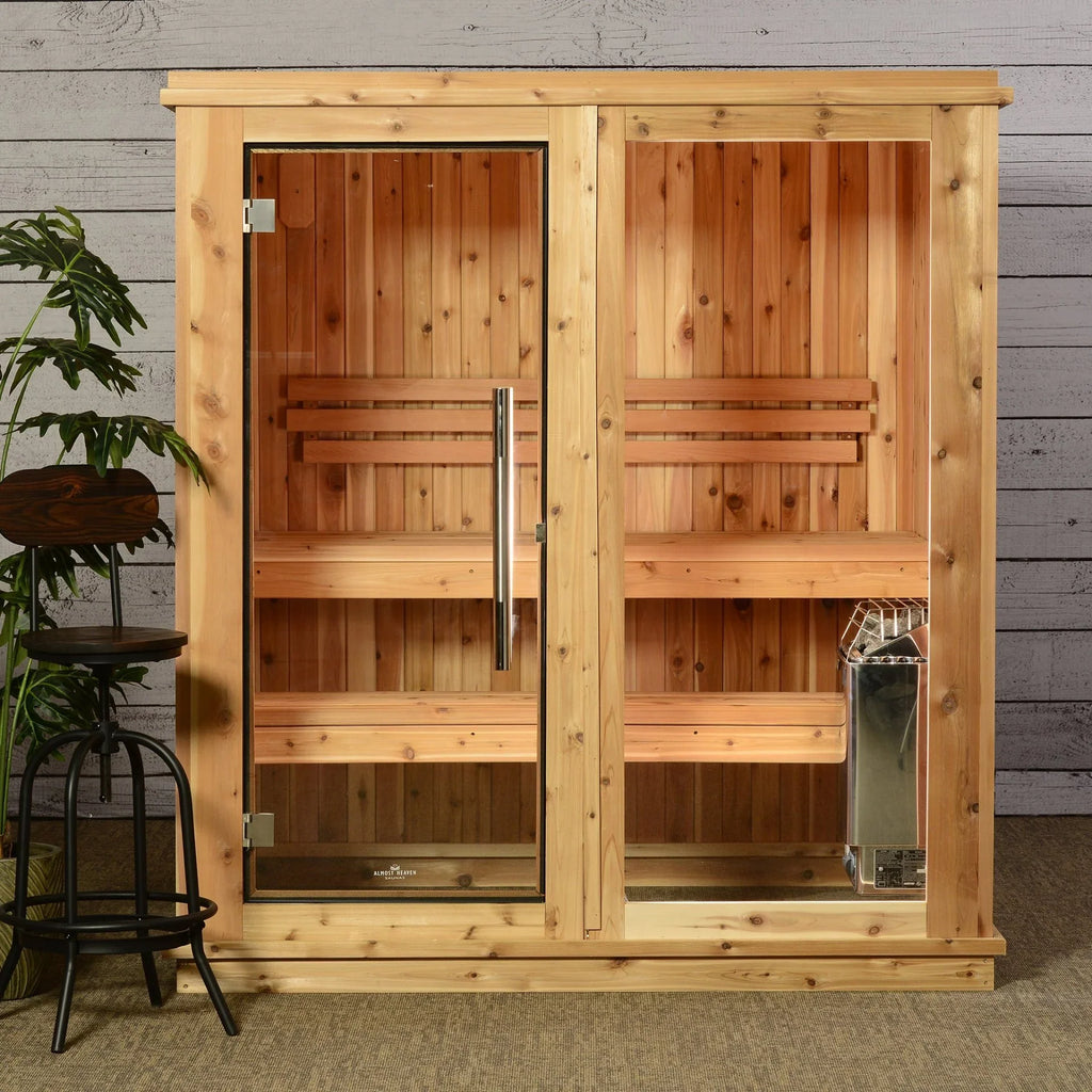 Almost Heaven Rainelle 4 Person Indoor Sauna Respite Series Rustic Cedar,Fir Almost Heaven Sauna Almost_Heaven_Rainelle_Sauna.webp