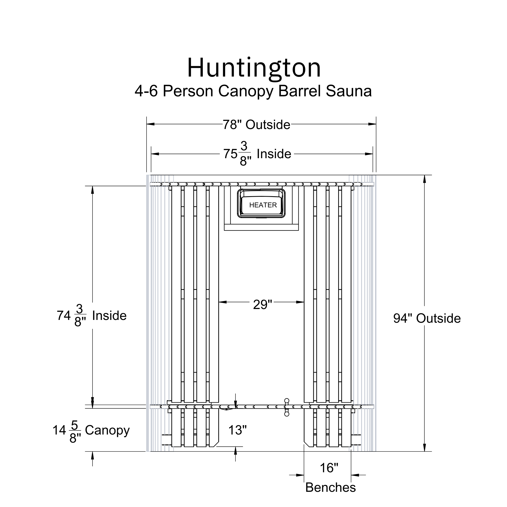 Almost Heaven Huntington 6 Person Canopy Barrel Sauna - photo 8
