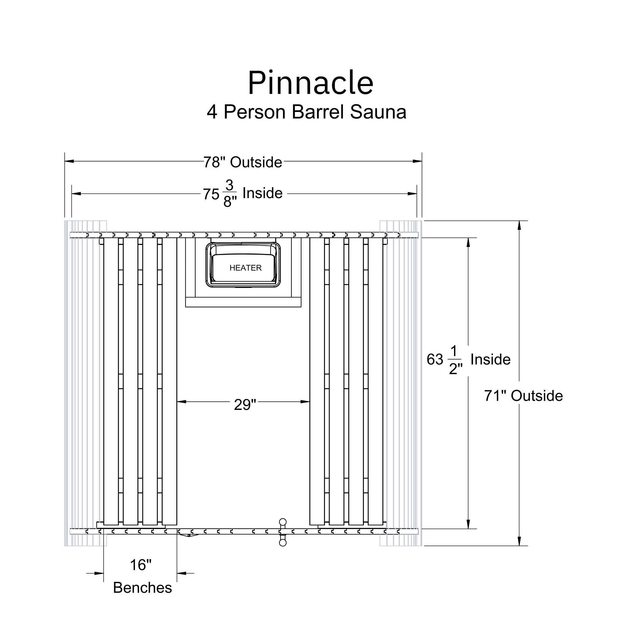 Almost Heaven Pinnacle 4 Person Classic Barrel Sauna - photo 9
