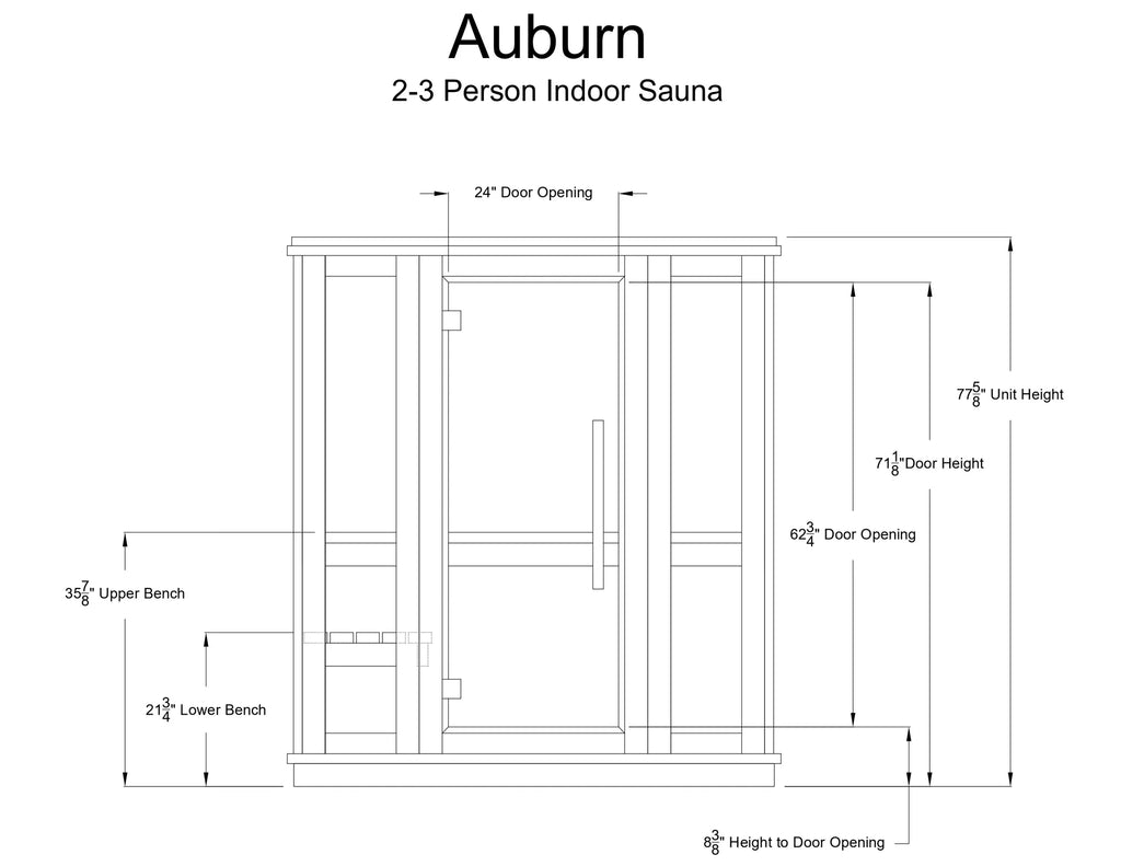 Almost Heaven Auburn 3 Person Indoor Sauna Respite Series Rustic Cedar,Fir Almost Heaven Sauna AuburnFrontView.webp