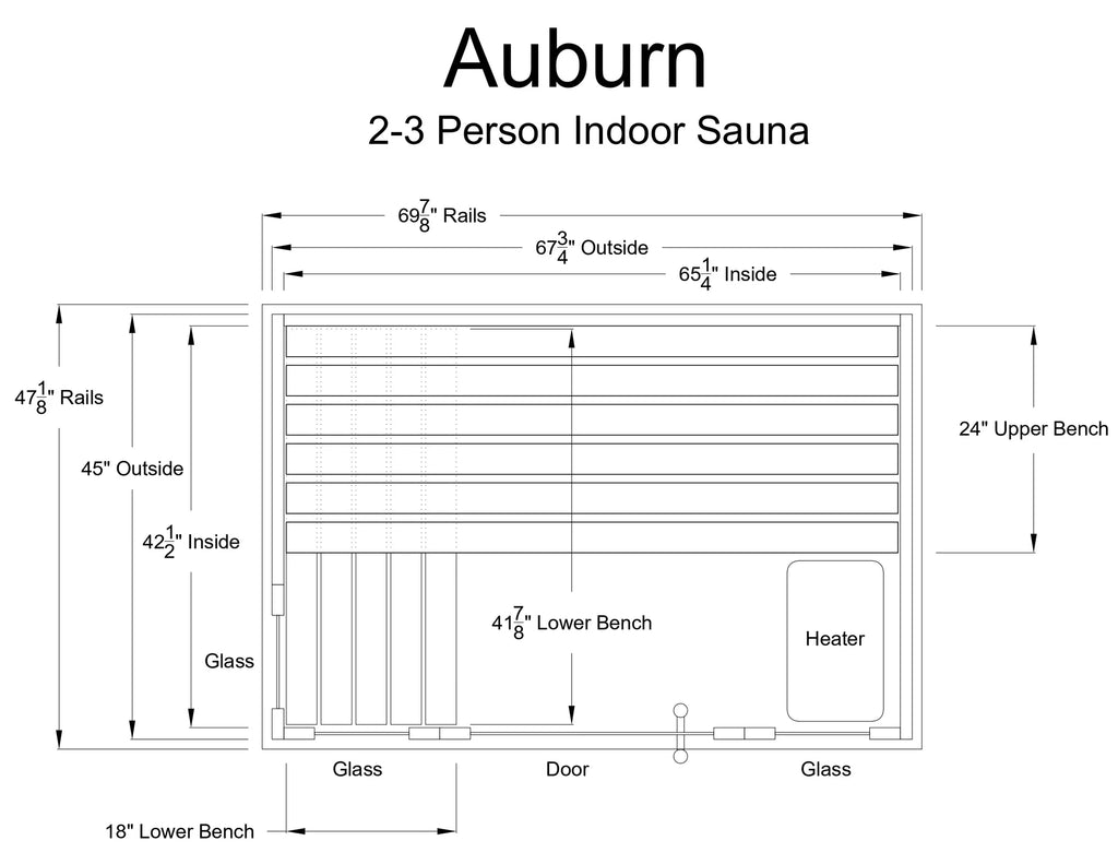 Almost Heaven Auburn 3 Person Indoor Sauna Respite Series Rustic Cedar,Fir Almost Heaven Sauna AuburnLayoutDrawing.webp