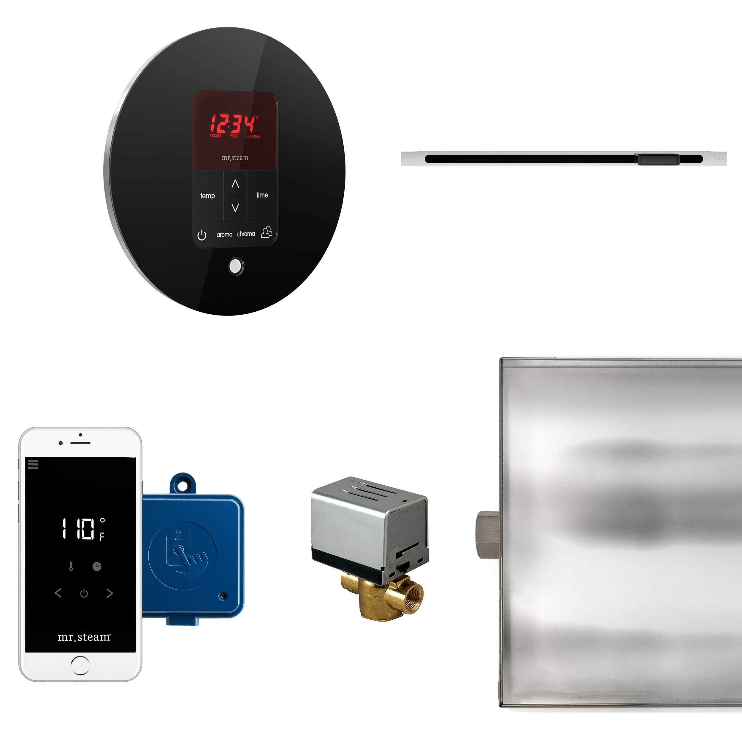 Mr Steam Butler Linear Steam Shower Control Package with iTempoPlus Control and Linear SteamHead