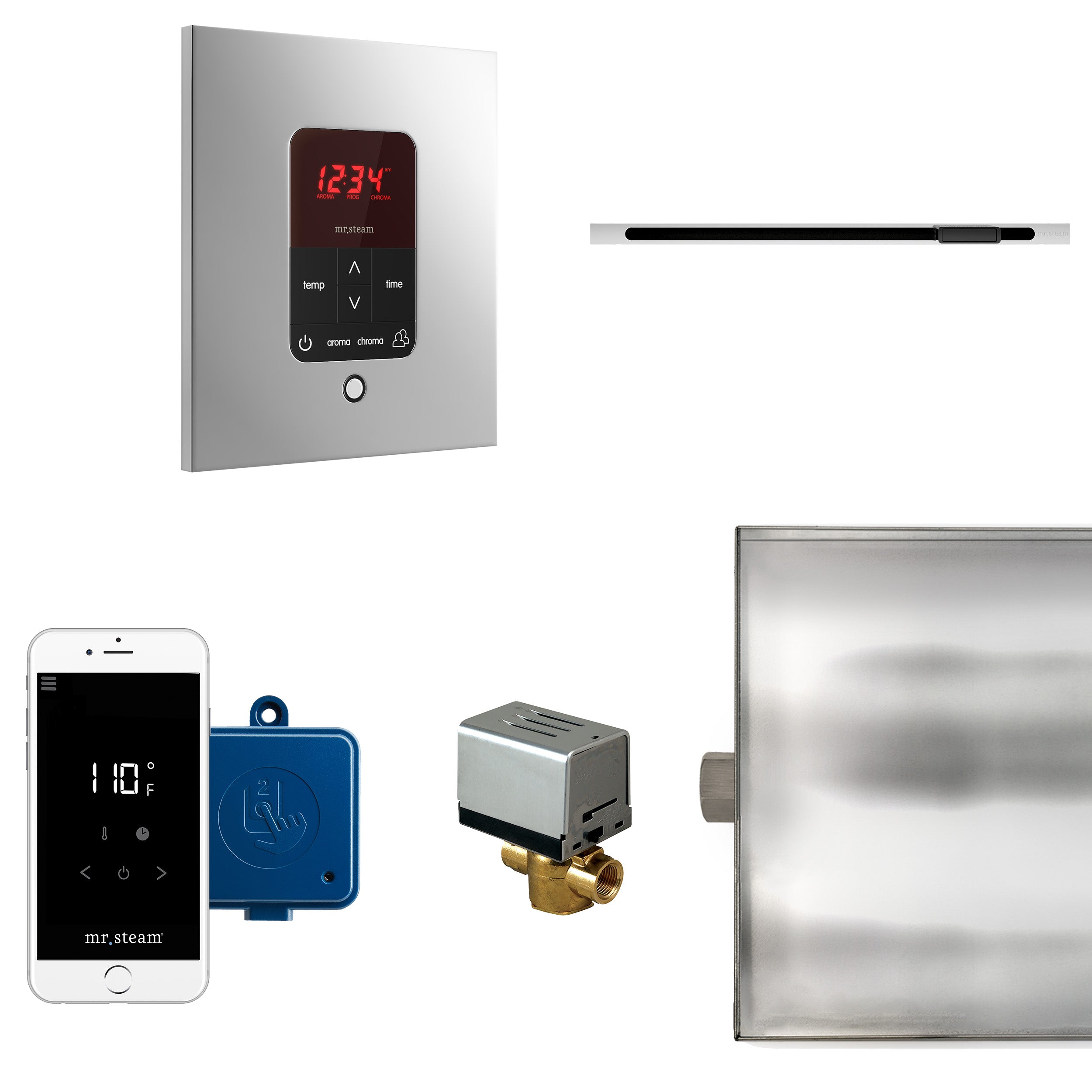 Mr Steam Butler Linear Steam Shower Control Package with iTempoPlus Control and Linear SteamHead