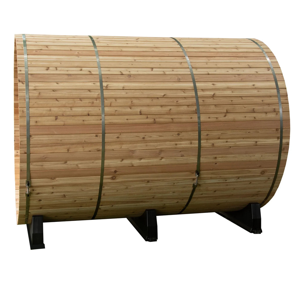 Almost Heaven Princeton 6 Person Classic Barrel Sauna Rustic Cedar,Onyx - Stained Southern Pine Almost Heaven Sauna Barrel_Canopy_Charleston_Side_View_1_c95bad64-da26-47e6-870f-003ec5579321.webp
