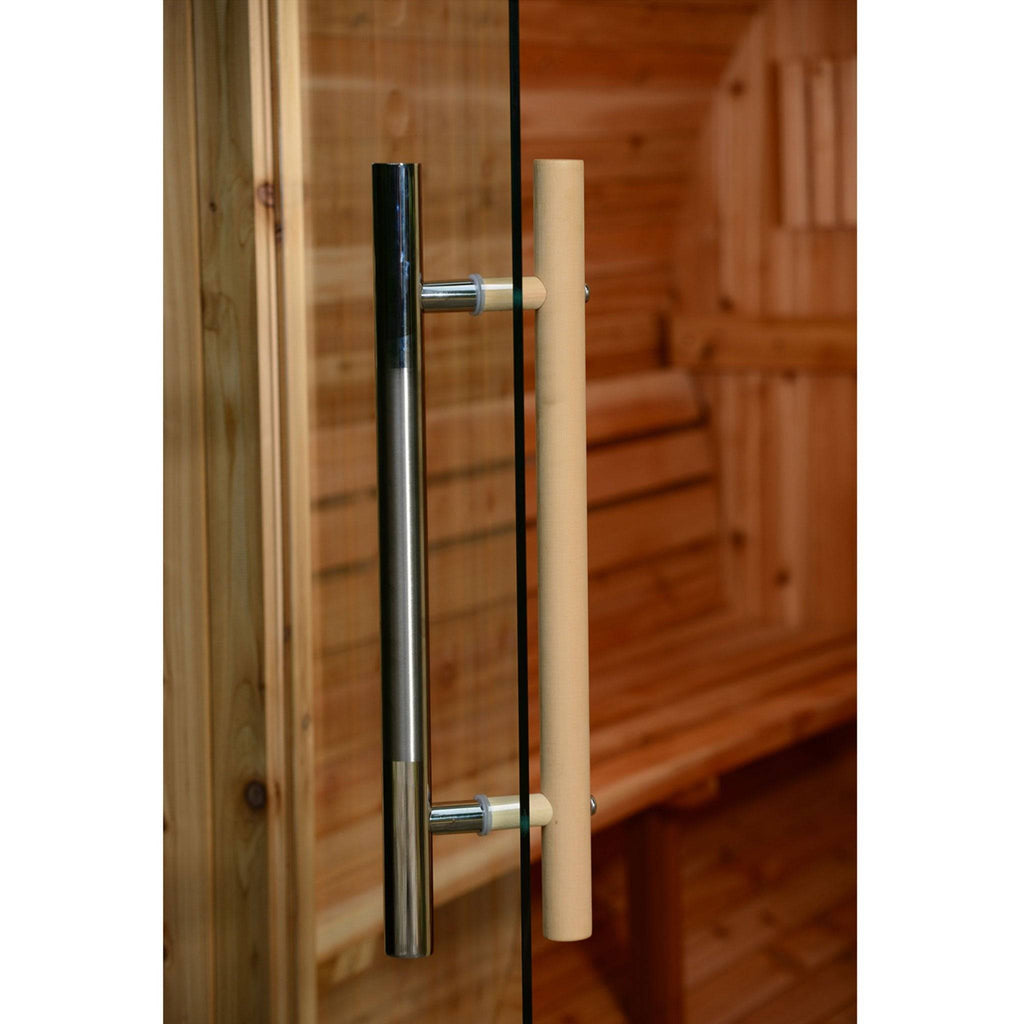 Almost Heaven Vienna 4+1 Canopy Barrel Sauna (2-Person) Rustic Cedar,Onyx - Stained Southern Pine Almost Heaven Sauna Barrel_Detail_Door_Handle_1024x1024_2x_fb4928e7-83d2-467b-8718-6dd83d589ca5.jpg