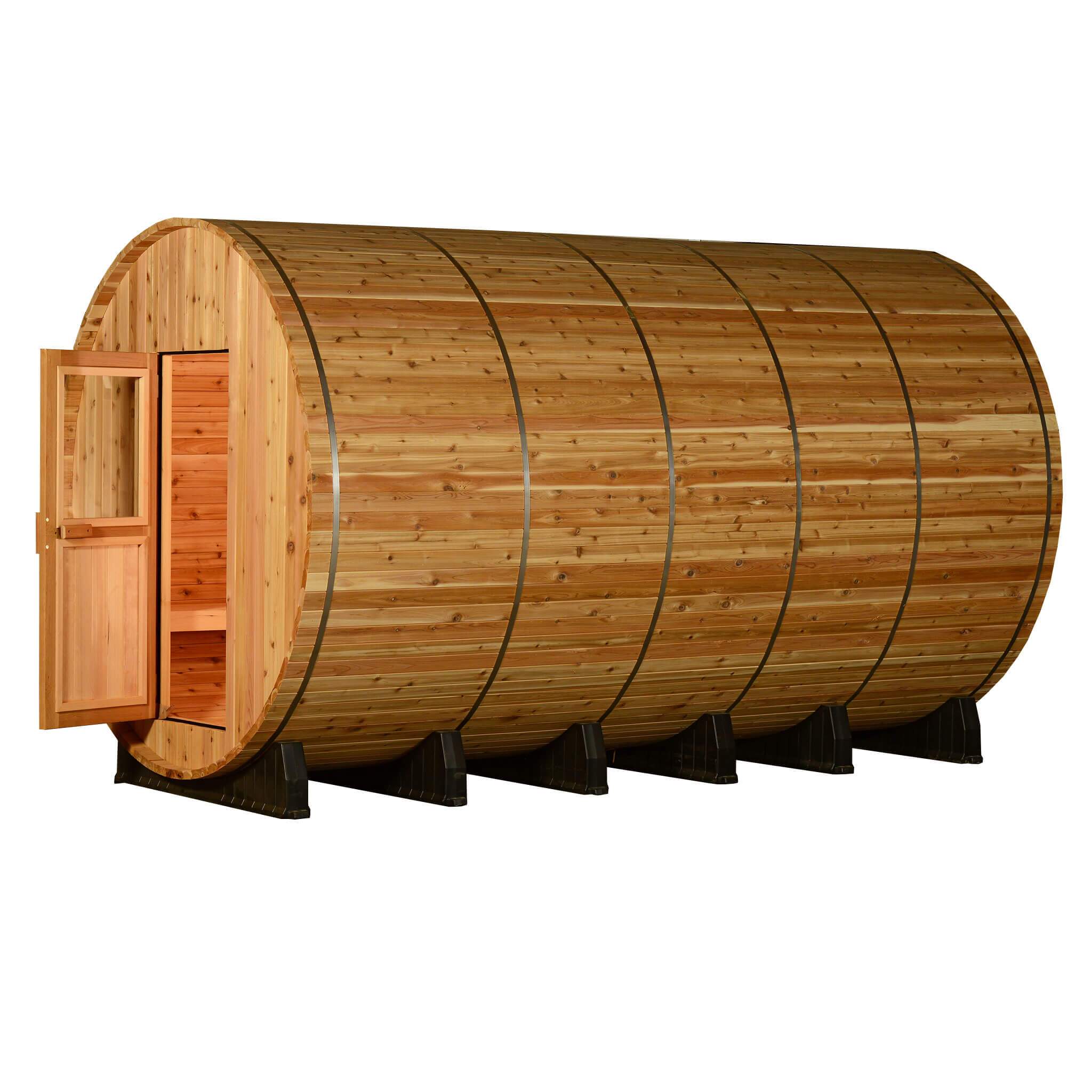 Almost Heaven Saunas Shenandoah 6 Person Barrel Sauna with Changing Room Rustic Cedar,Onyx - Stained Southern Pine Almost Heaven Sauna Barrel_Detail_Shenendoah_Right_side_1024x1024_2x_904b3563-2919-4bf0-a798-e28704ca40e9.jpg