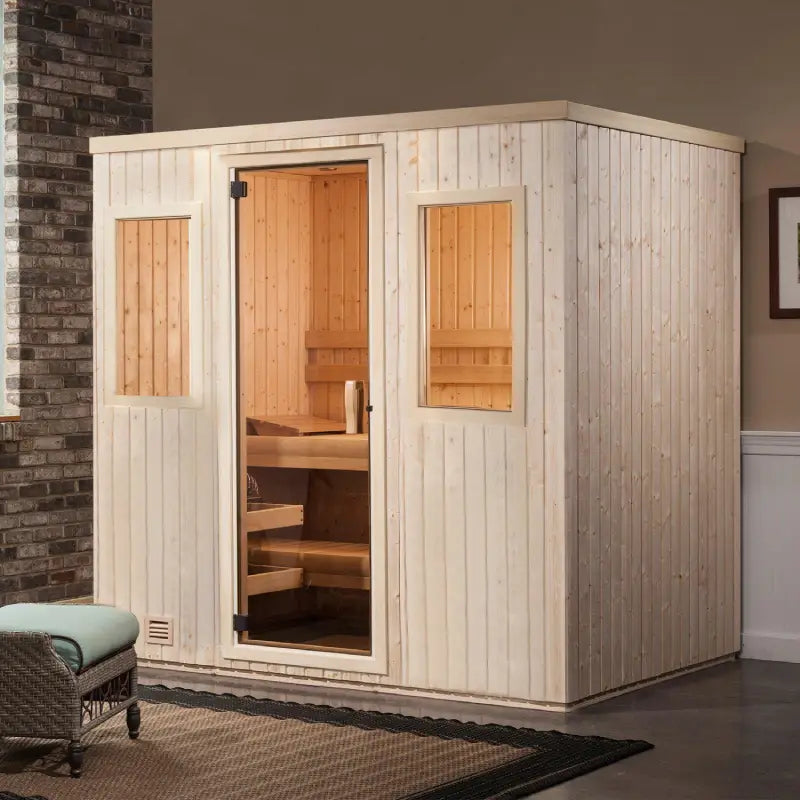 Finnleo PB 78 (7' x 8' x 7') Freestanding Sauna Designer SL2 Heater,Himalaya Heater Finnleo FinnleoSisuFreestandingPanel-BuiltSauna00.webp