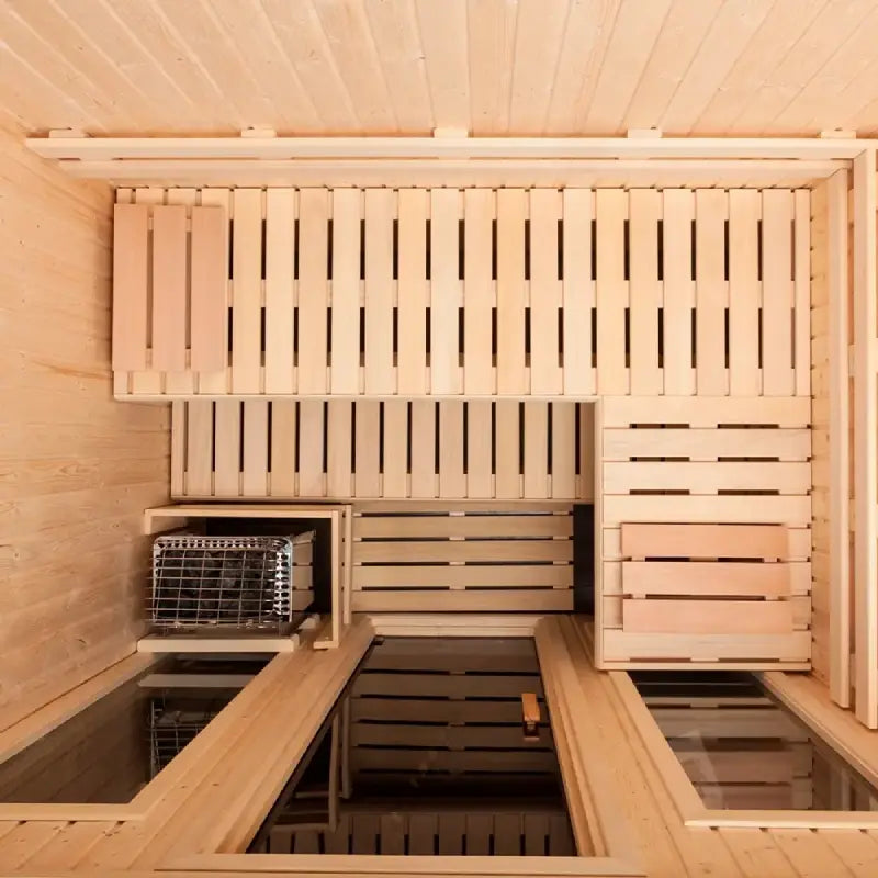 Finnleo PB 78 (7' x 8' x 7') Freestanding Sauna Designer SL2 Heater,Himalaya Heater Finnleo FinnleoSisuFreestandingPanel-BuiltSauna02.webp