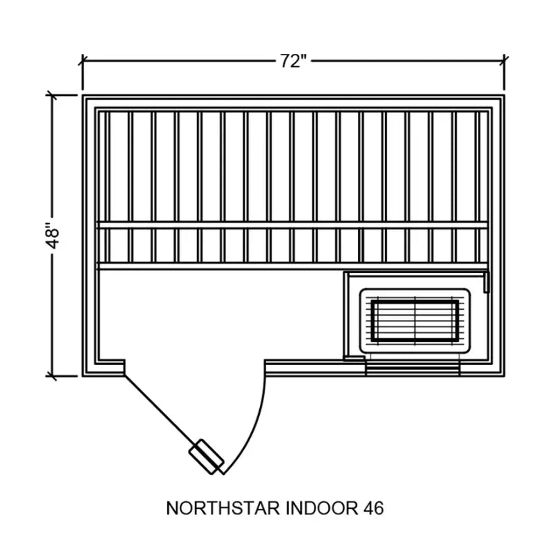 Finnleo NorthStar Indoor Sauna NSI-44 (48x48x80), Piccolo Mini 1.7 kW, floor included,NSI-44 (48x48x80), Piccolo Mini 2.2 kW, floor included,NSI-46 (48x72x84), Designer SL2 4.5 kW, 1 window,NSI-56 (60x72x84), Designer SL2 6.0 kW, 1 window,NSI-57 (60x84x84), Designer SL2 6.0 kW, 2 windo Finnleo Finnleo_NorthStar_46_Indoor_Sauna_03.webp