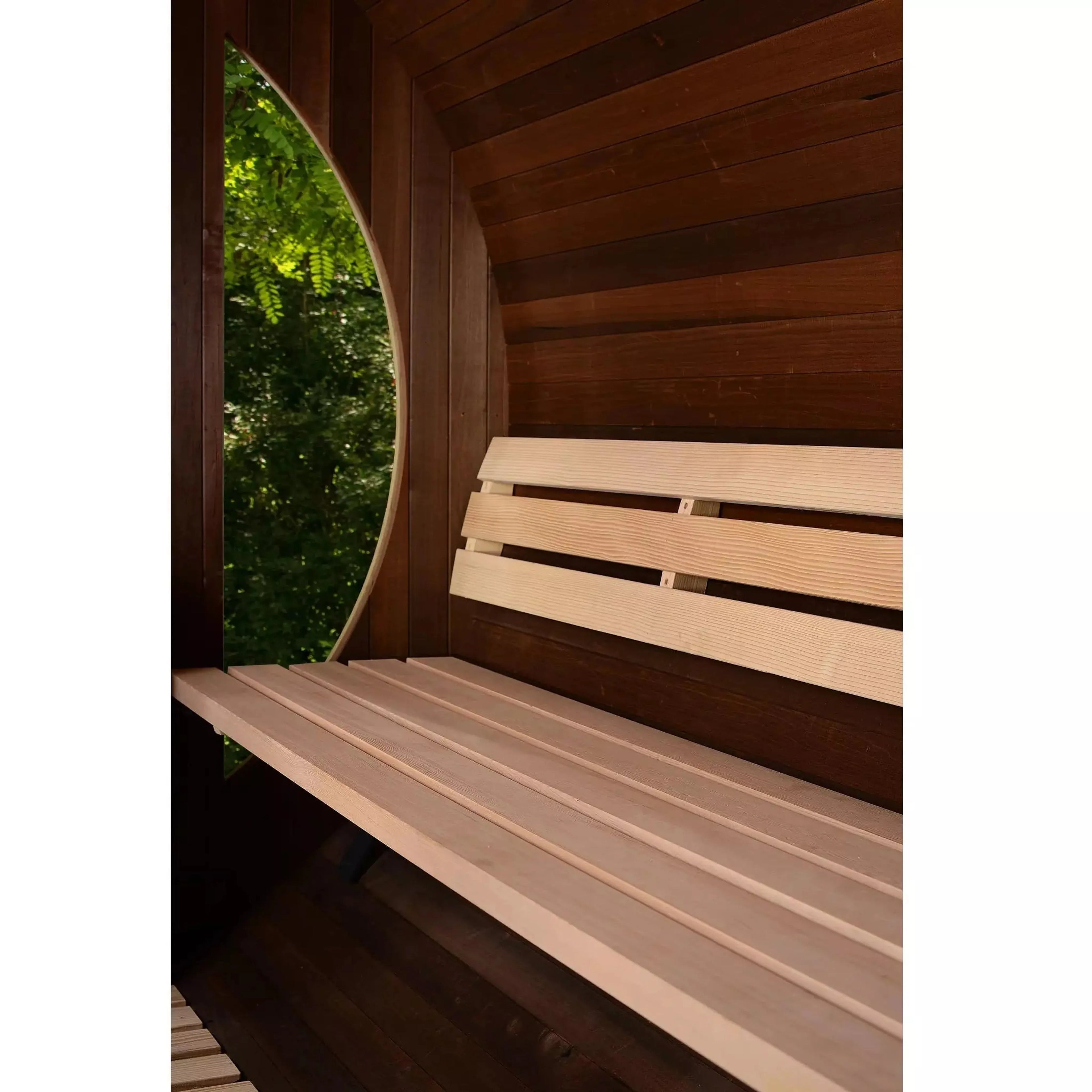 Almost Heaven Phoenix 6 Person Barrel Sauna Thermally Modified Hemlock Almost Heaven Sauna FloatingBench_1024x1024_2x_jpg.webp