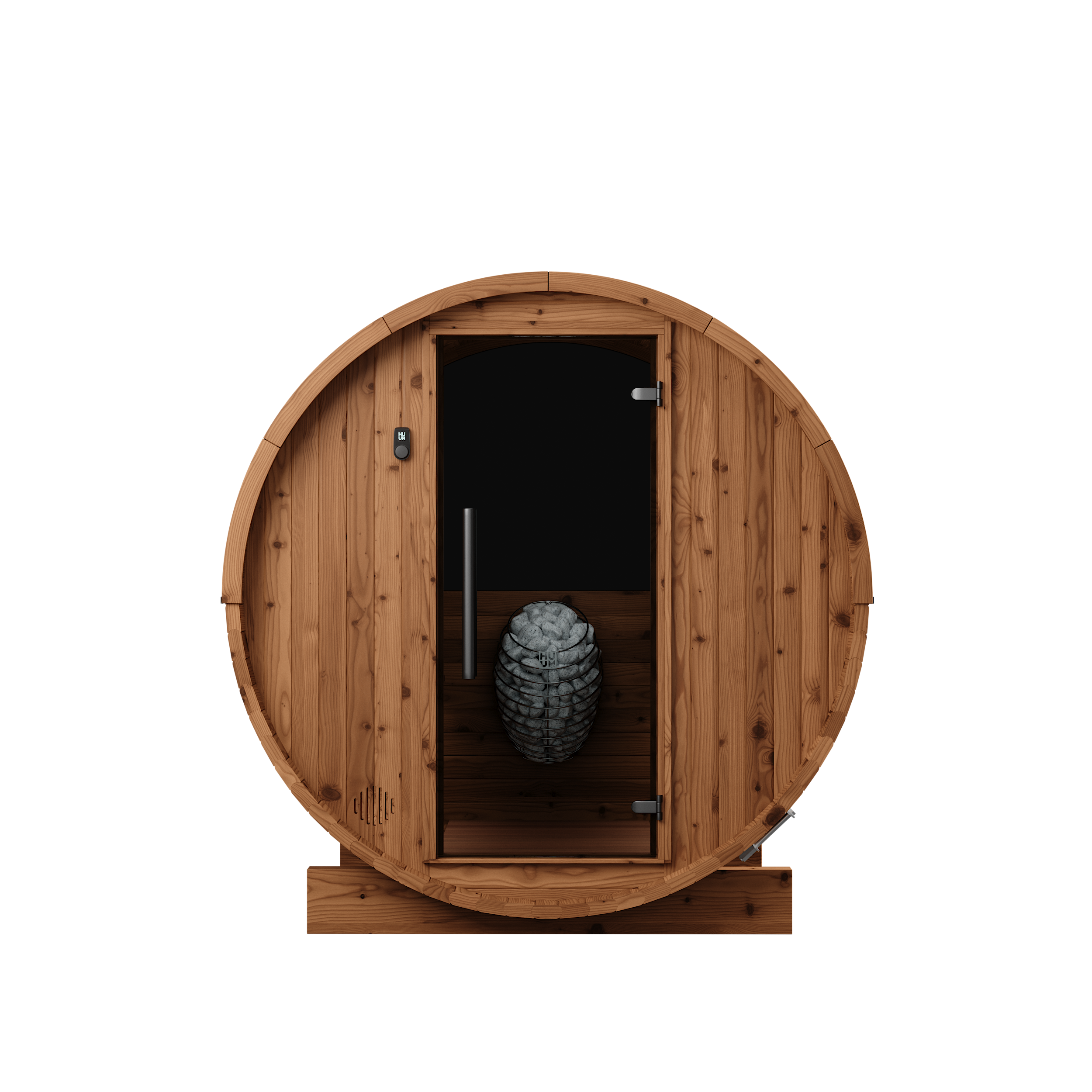 Thermory 2 Person Barrel Sauna No 54 DIY Kit with Window Thermally Modified Spruce,Thermally Modified Spruce - Ignite Thermory Front_8713ec96-2653-4161-99e2-611a1584e31b.png