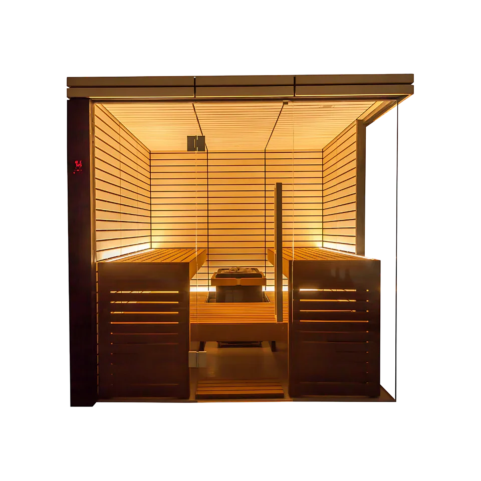 Harvia Lindea View Luxury 4-6 Person | Thermo Wood Reversible Sauna | With Virta 9KW Heater