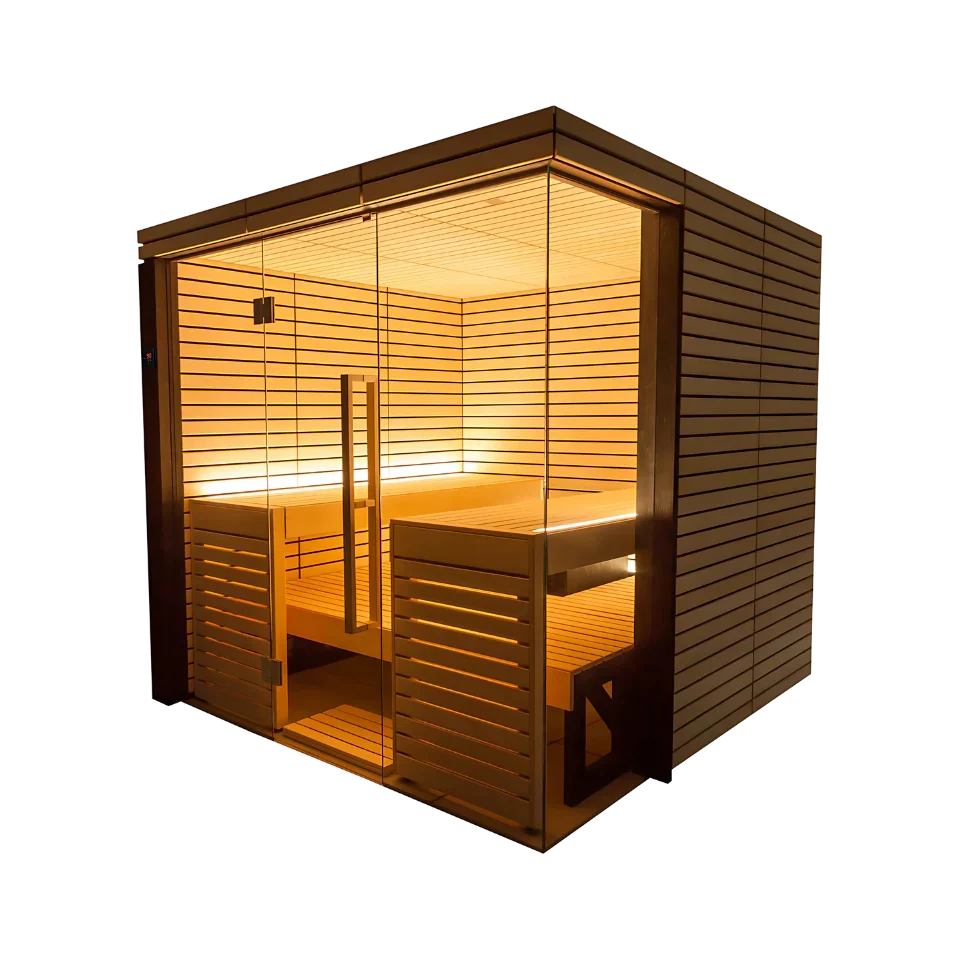 Harvia Lindea View Luxury 4-6 Person | Thermo Wood Reversible Sauna | With Virta 9KW Heater