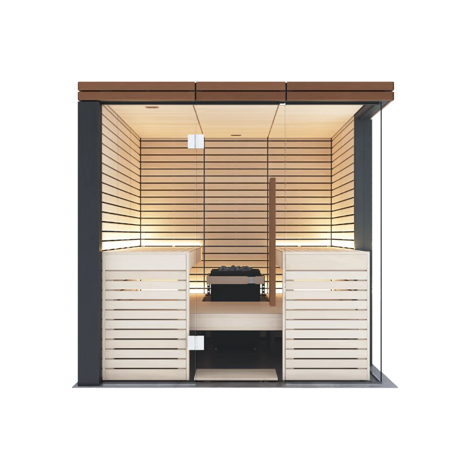 Harvia Lindea View Luxury 4-6 Person | Thermo Wood Reversible Sauna | With Virta 9KW Heater