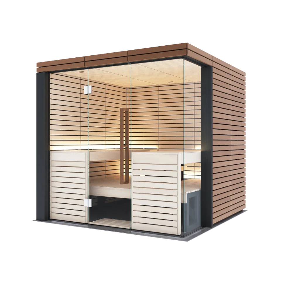 Harvia Lindea View Luxury 4-6 Person | Thermo Wood Reversible Sauna | With Virta 9KW Heater