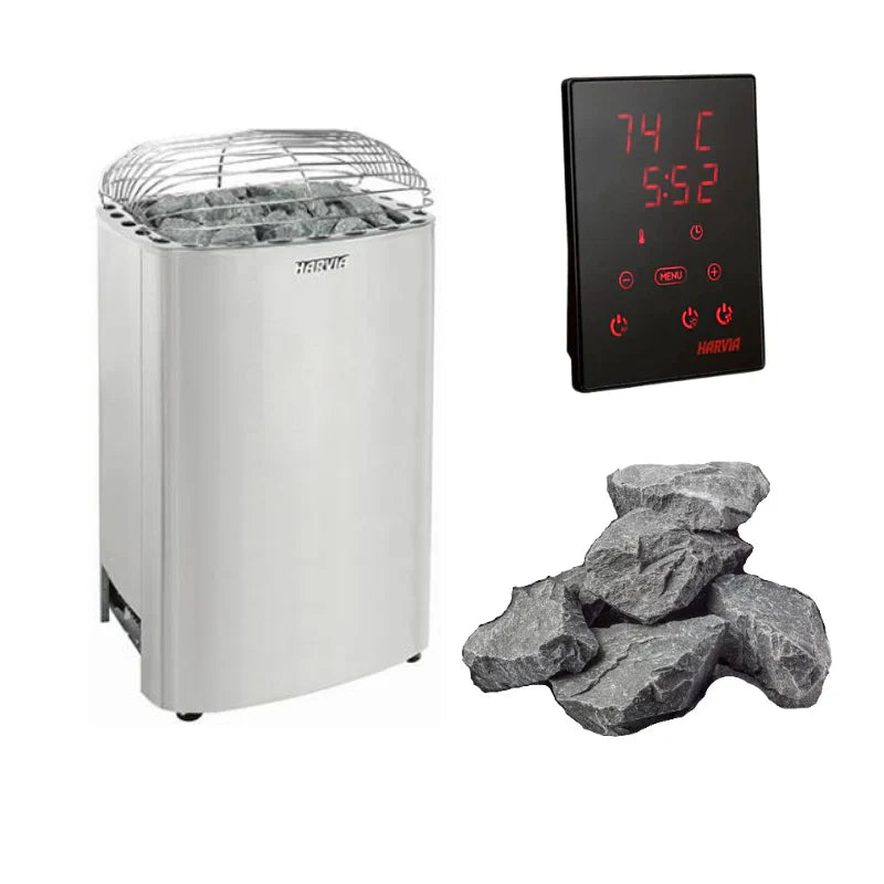Harvia Club 15KW Ultimate Sauna Heater with Digital WiFi Control and Sauna Stones 240V 1PH,208V 3PH Harvia Harvia_Club_Package.webp