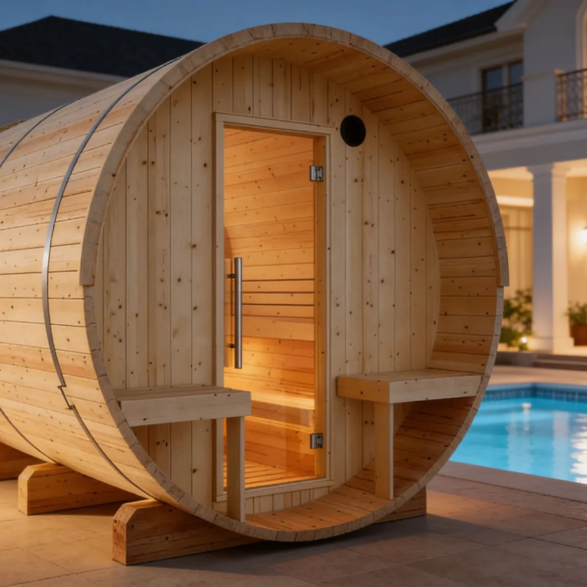 Helsinki Finnish Barrel Sauna with Terrace and WiFi Heater - Finnish Sauna Builders