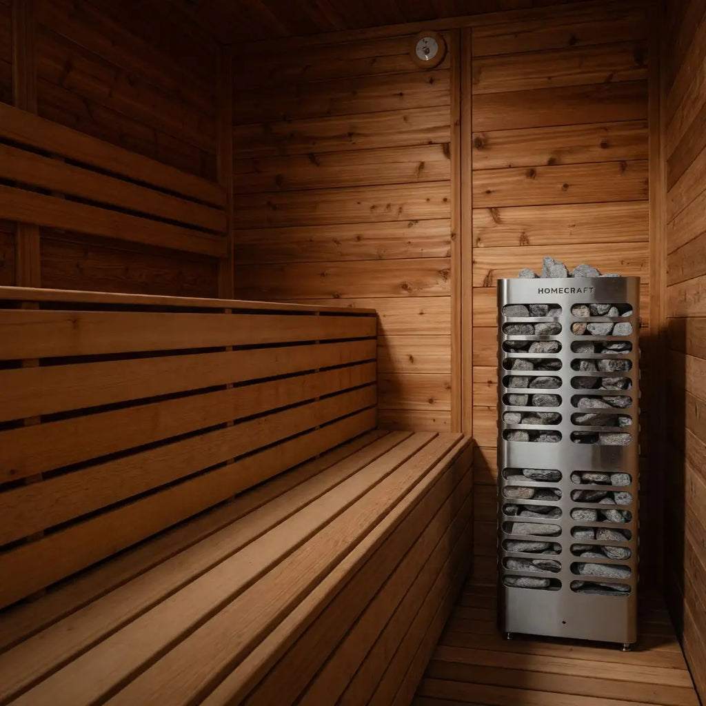 Homecraft Revive 6kW Electric Sauna Heater 240V 1-Phase / No Control / No Stones,240V 1-Phase / No Control / Stones Included,240V 1-Phase / Indoor Control + Wifi Touchpad / No Stones,240V 1-Phase / Indoor Control + Wifi Touchpad / Stones Included,240V 1-P
