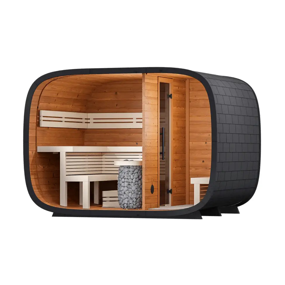 Leil Round Cube Double Outdoor Sauna