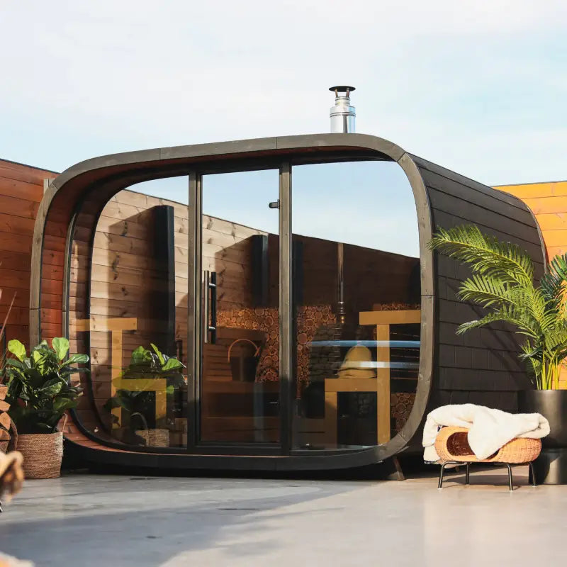Leil Round Cube Single Outdoor Sauna