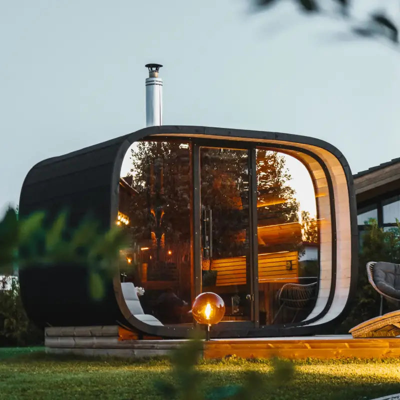 Leil Round Cube Single Outdoor Sauna