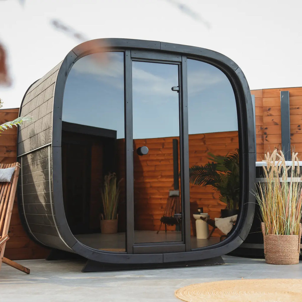 Leil® Black Cube 4 Person Outdoor Sauna Kit
