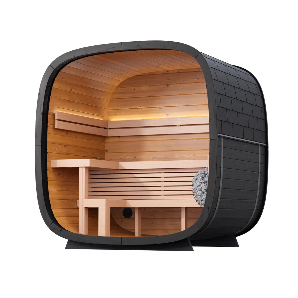 Leil® Black Cube 4 Person Outdoor Sauna Kit
