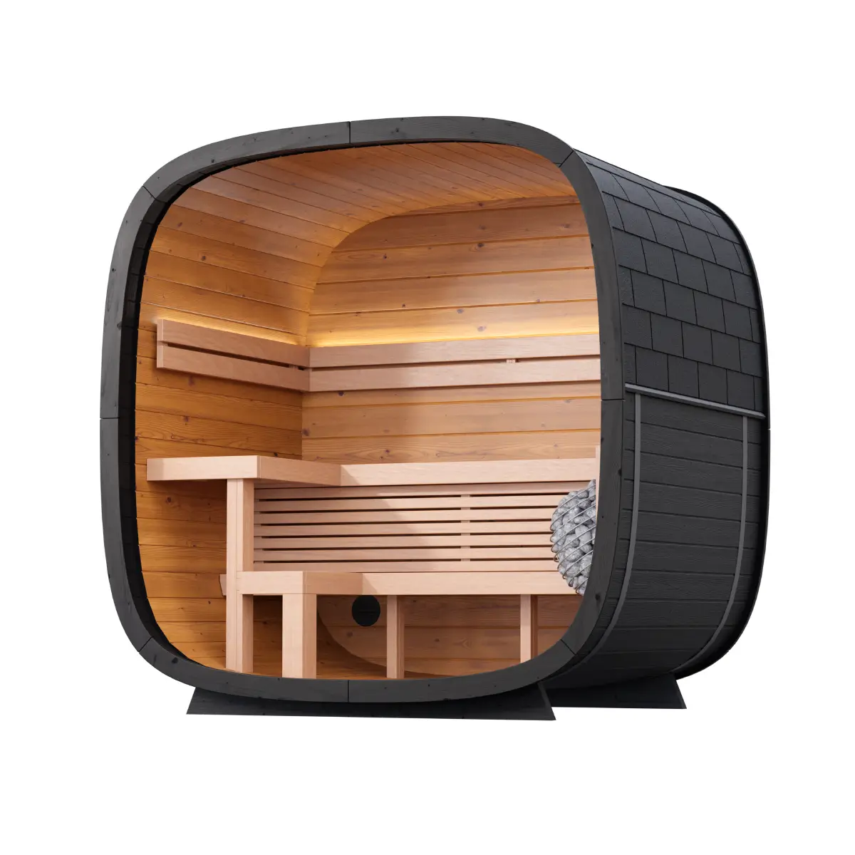 Leil® Black Cube 4 Person Outdoor Sauna Kit
