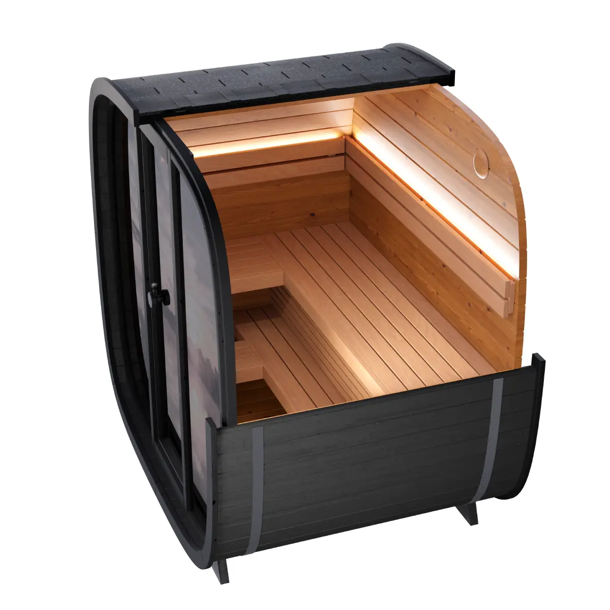 Leil® Black Cube 4 Person Outdoor Sauna Kit